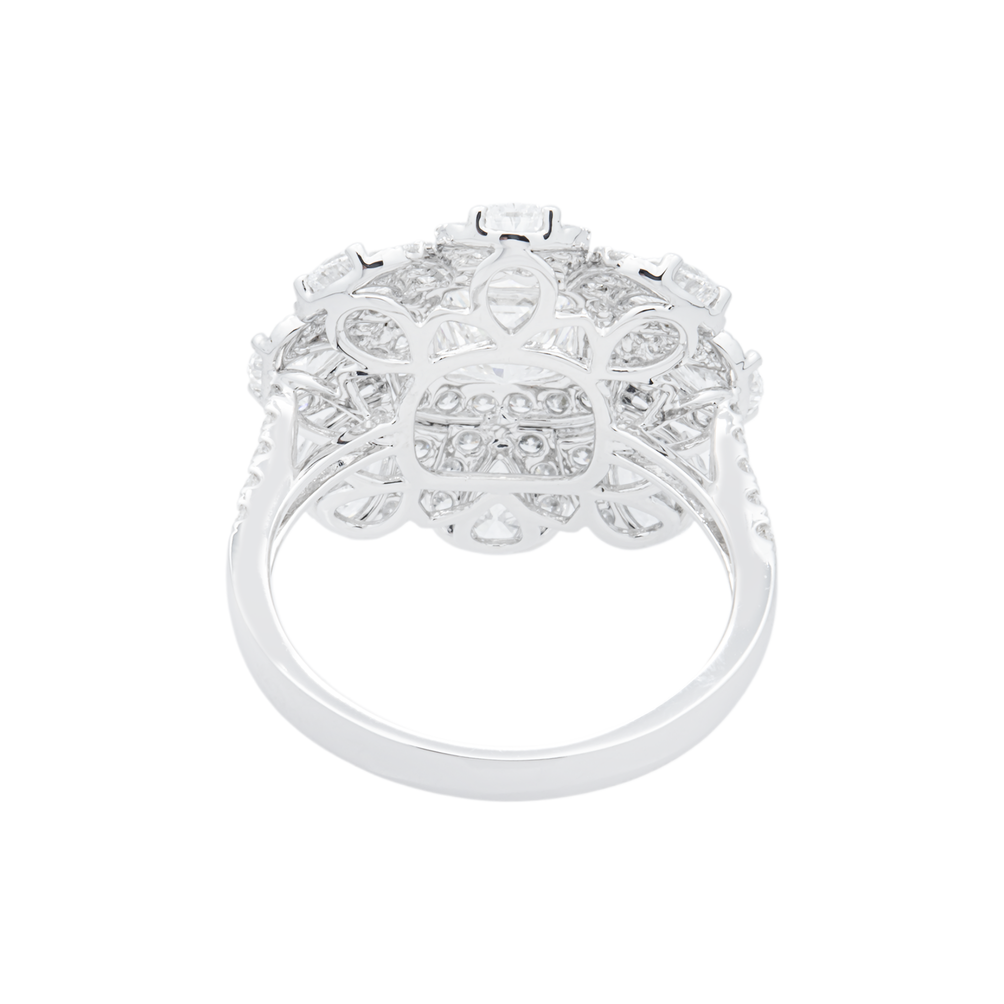 White Gold 1.46ct Cushion Diamond Flower Ring 3.94ctw