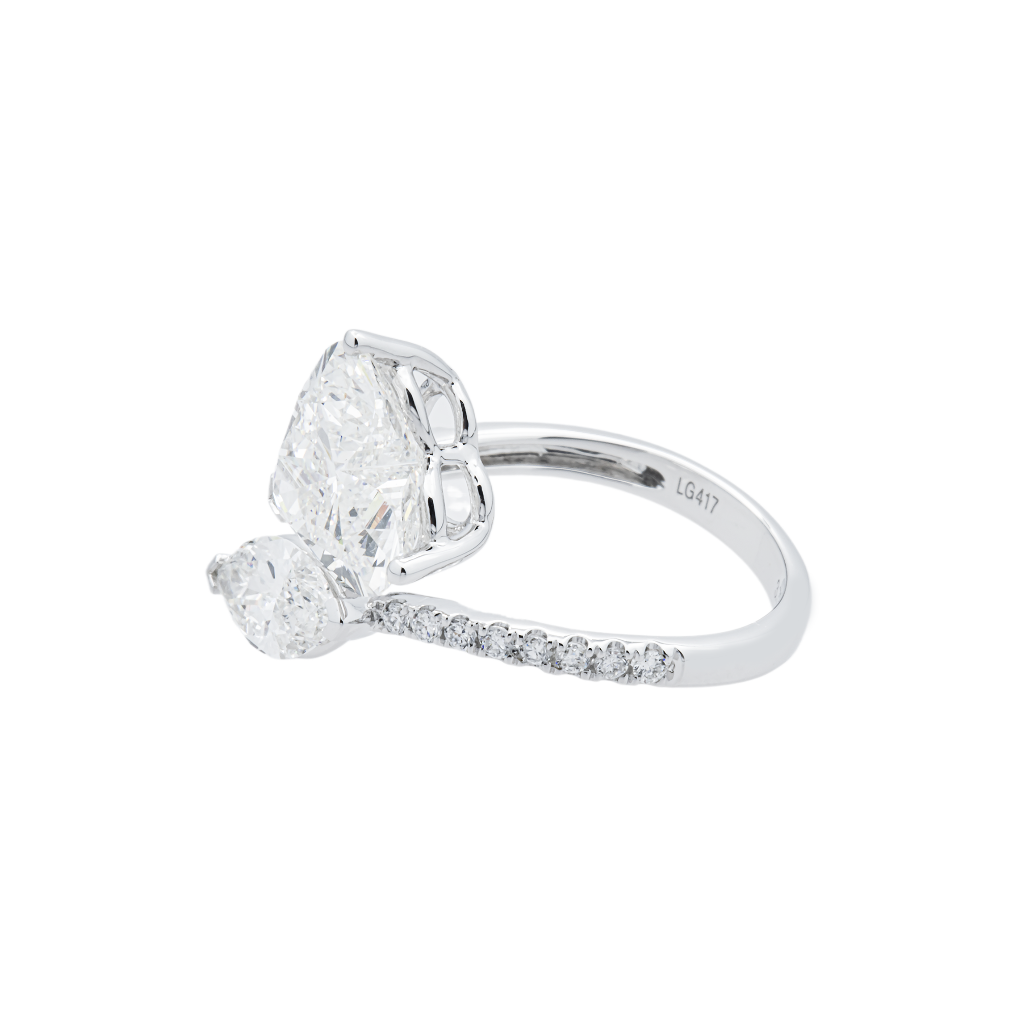 White Gold Heart & Marquise Diamond Bypass Wrap Ring 3.97ctw