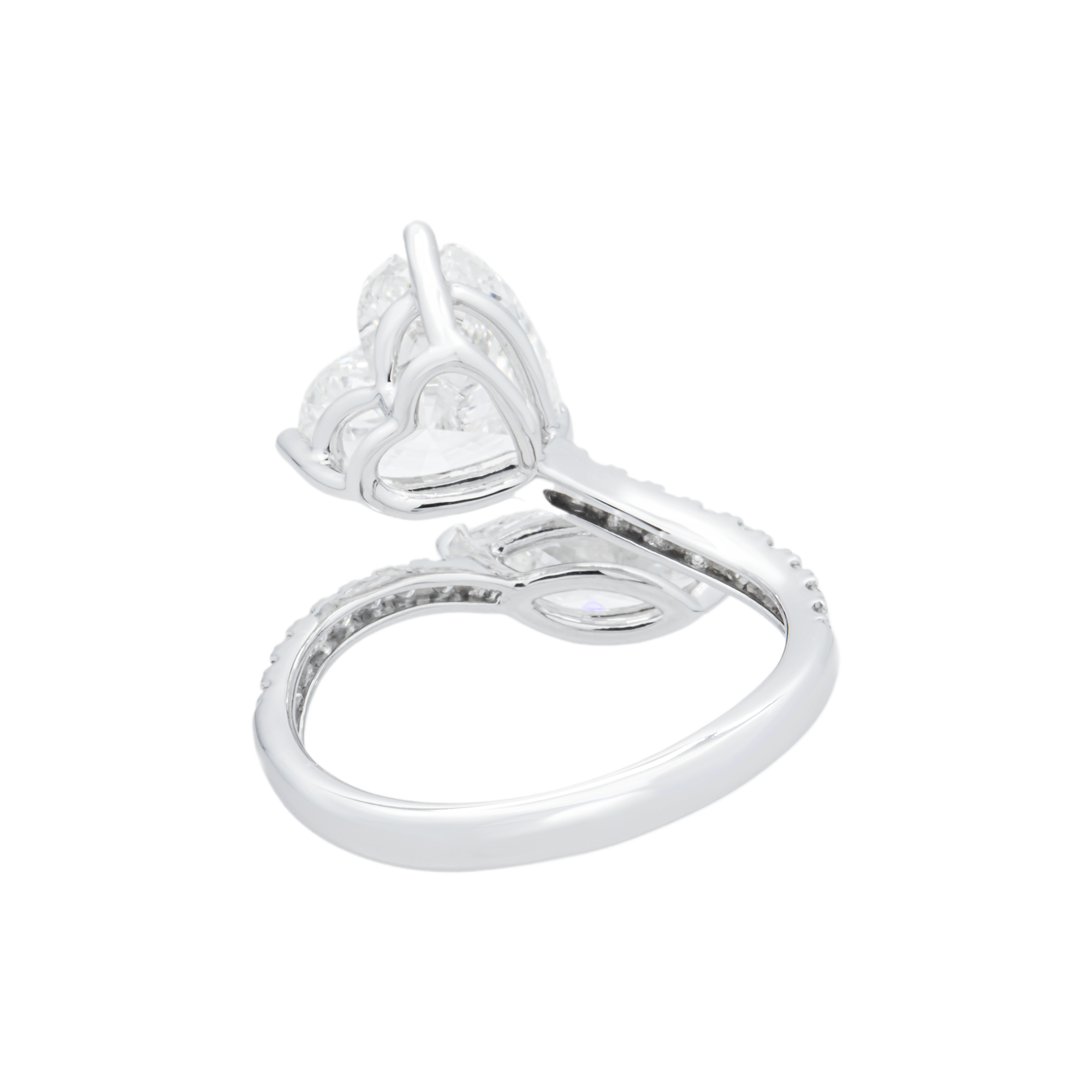 White Gold Heart & Marquise Diamond Bypass Wrap Ring 3.97ctw