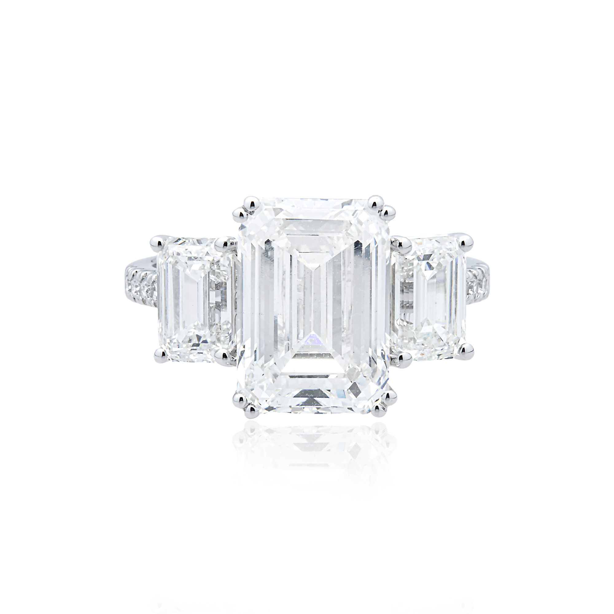 White Gold Triple Emerald Diamond Engagement Ring 7.06ctw