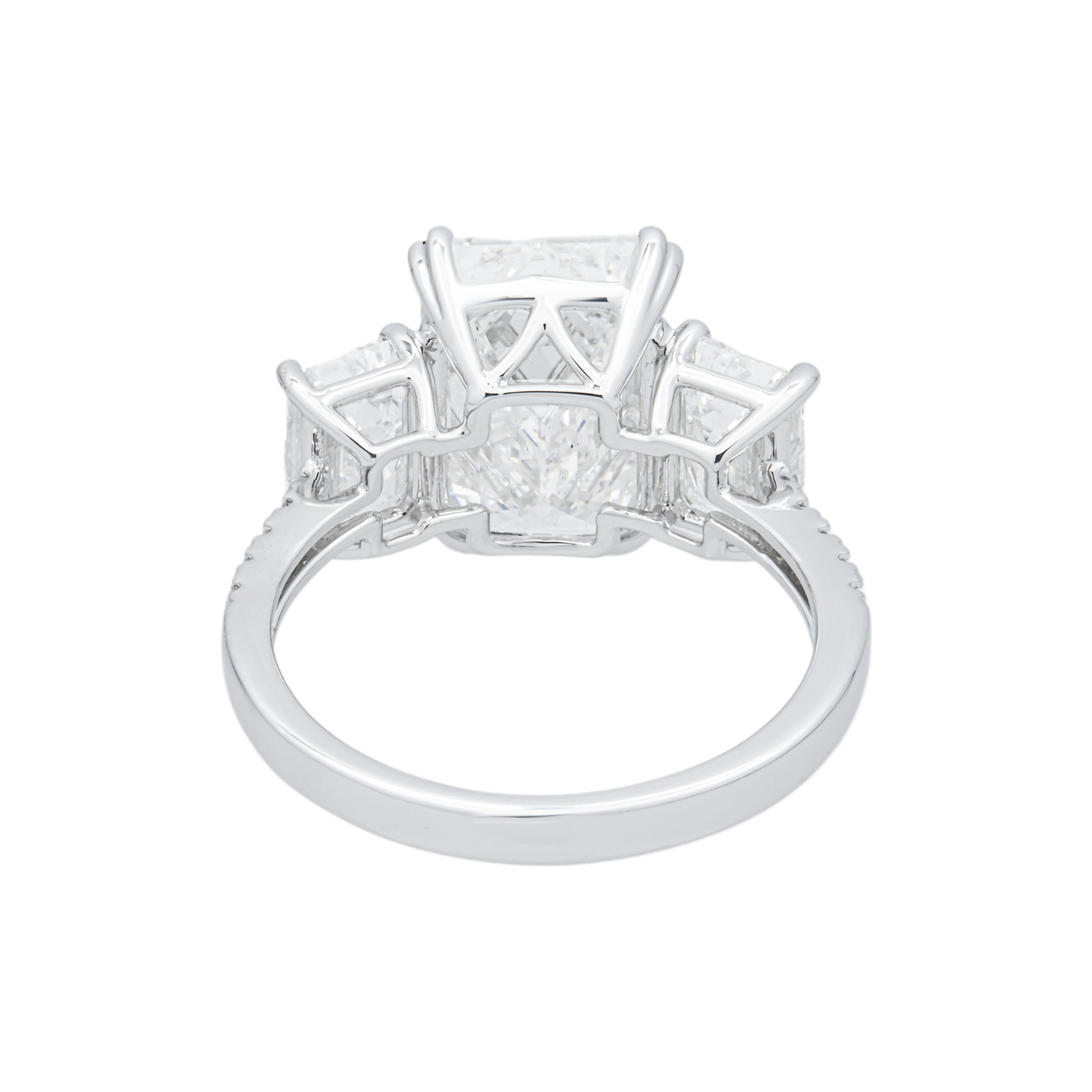 White Gold Triple Emerald Diamond Engagement Ring 7.06ctw