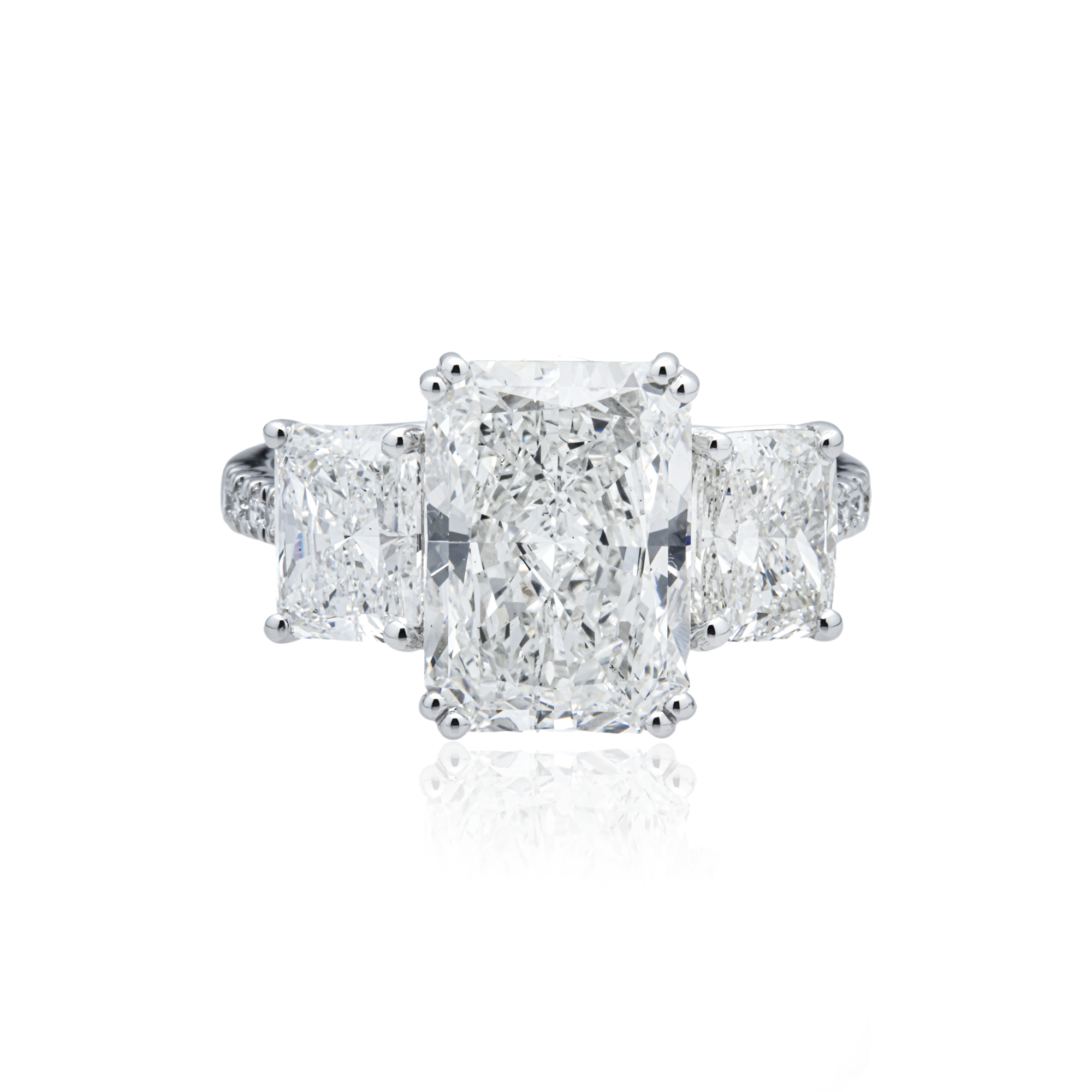White Gold Triple Radiant Diamond Engagement Ring 6.18ctw