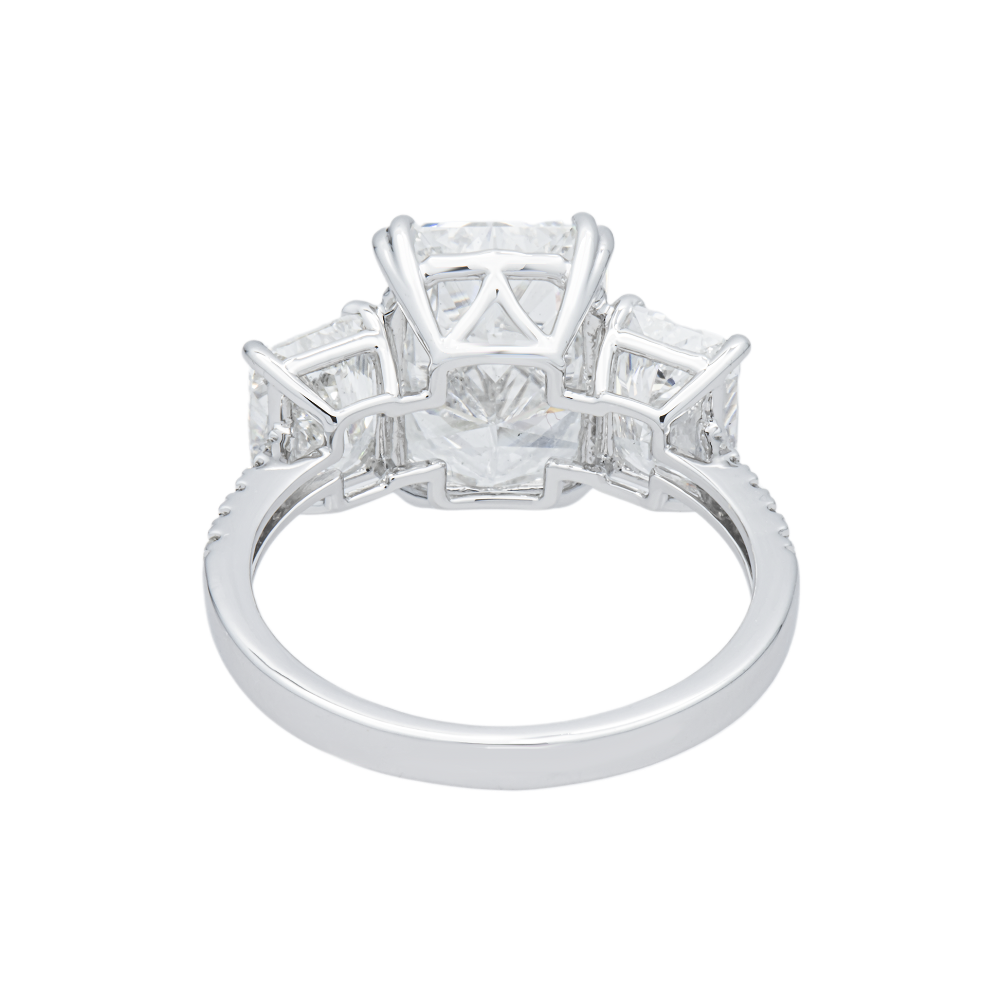 White Gold Triple Radiant Diamond Engagement Ring 6.18ctw