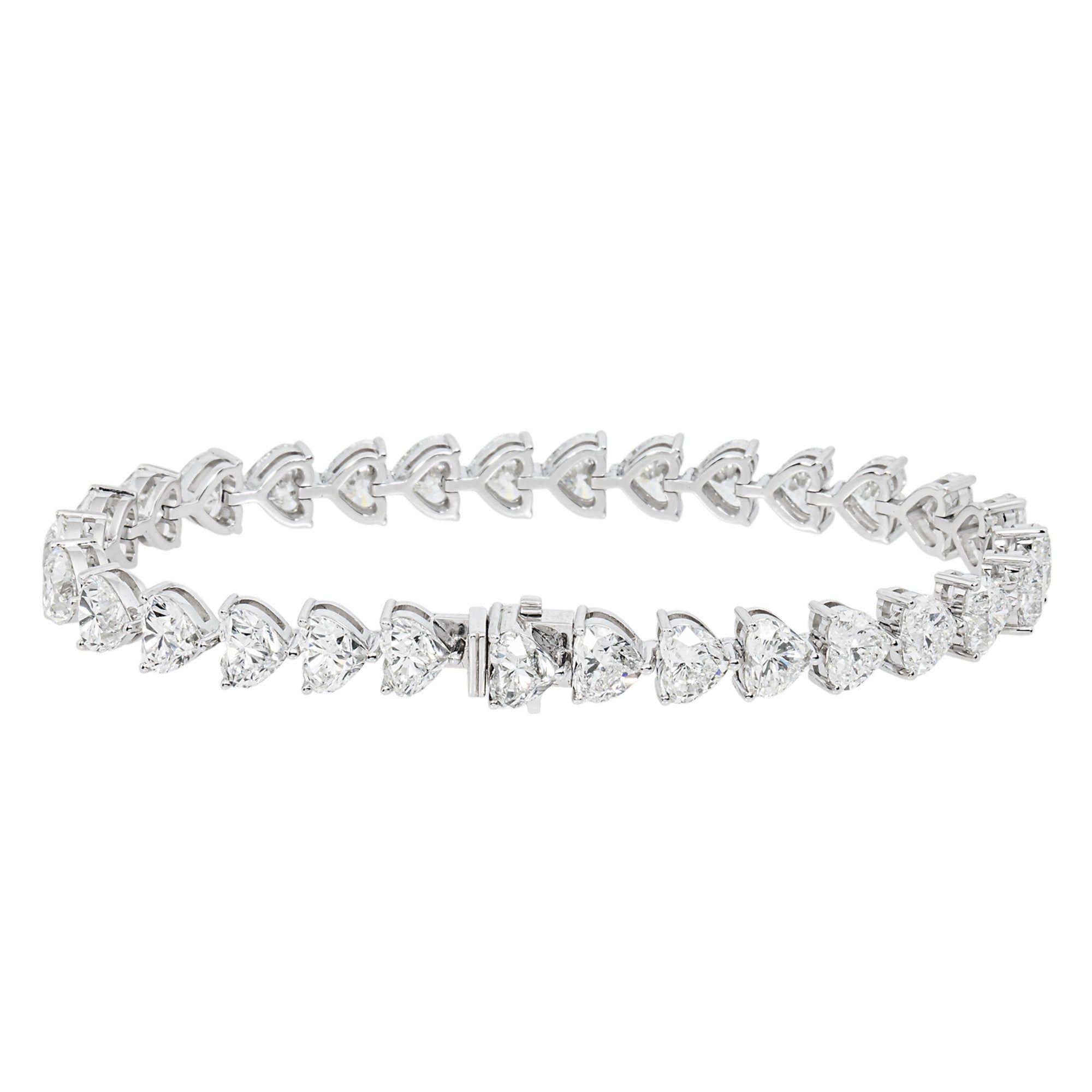 GIA 18K White Gold Heart Diamond Tennis Bracelet 21.20ct
