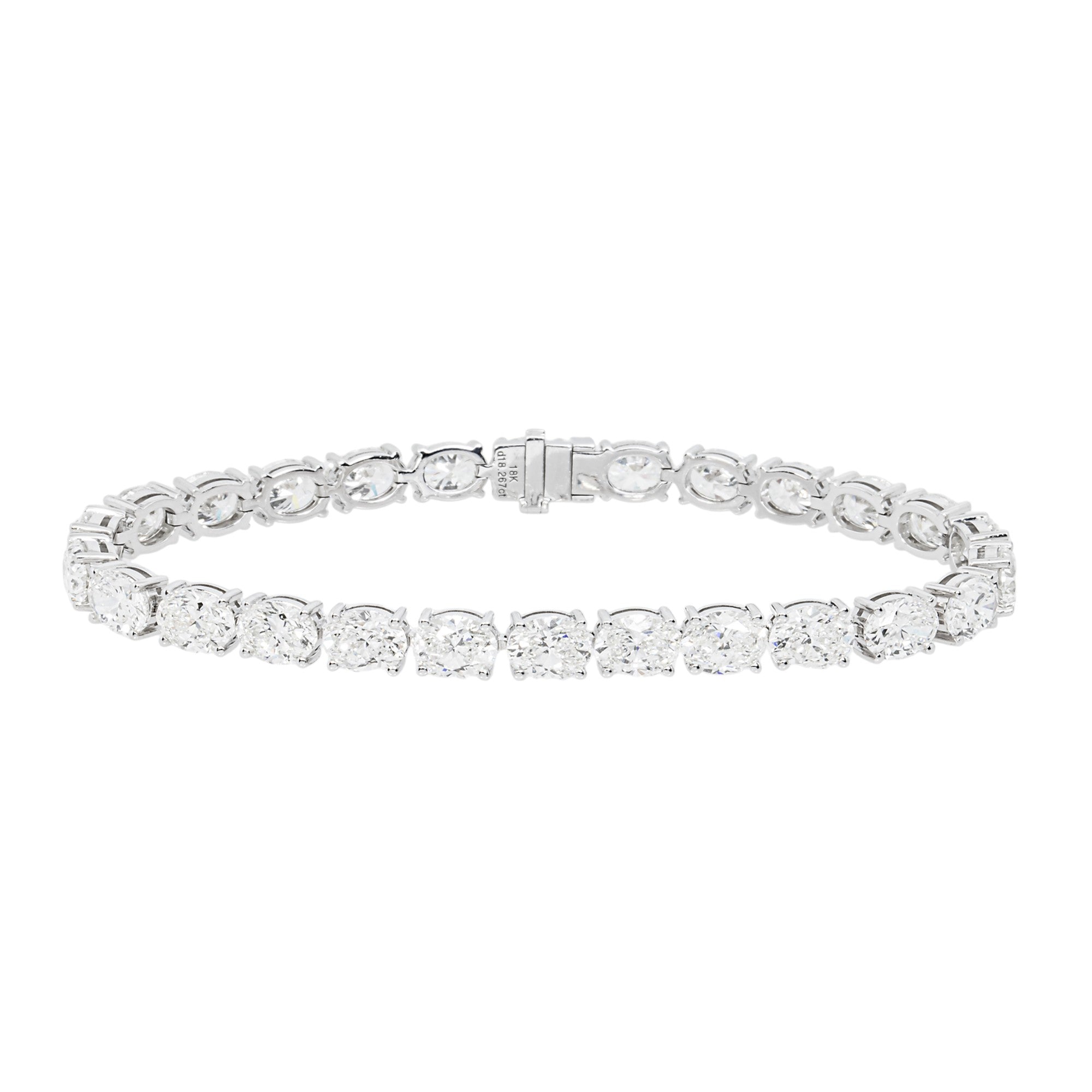 GIA 18K White Gold Oval Diamond Tennis Bracelet 18.26ct