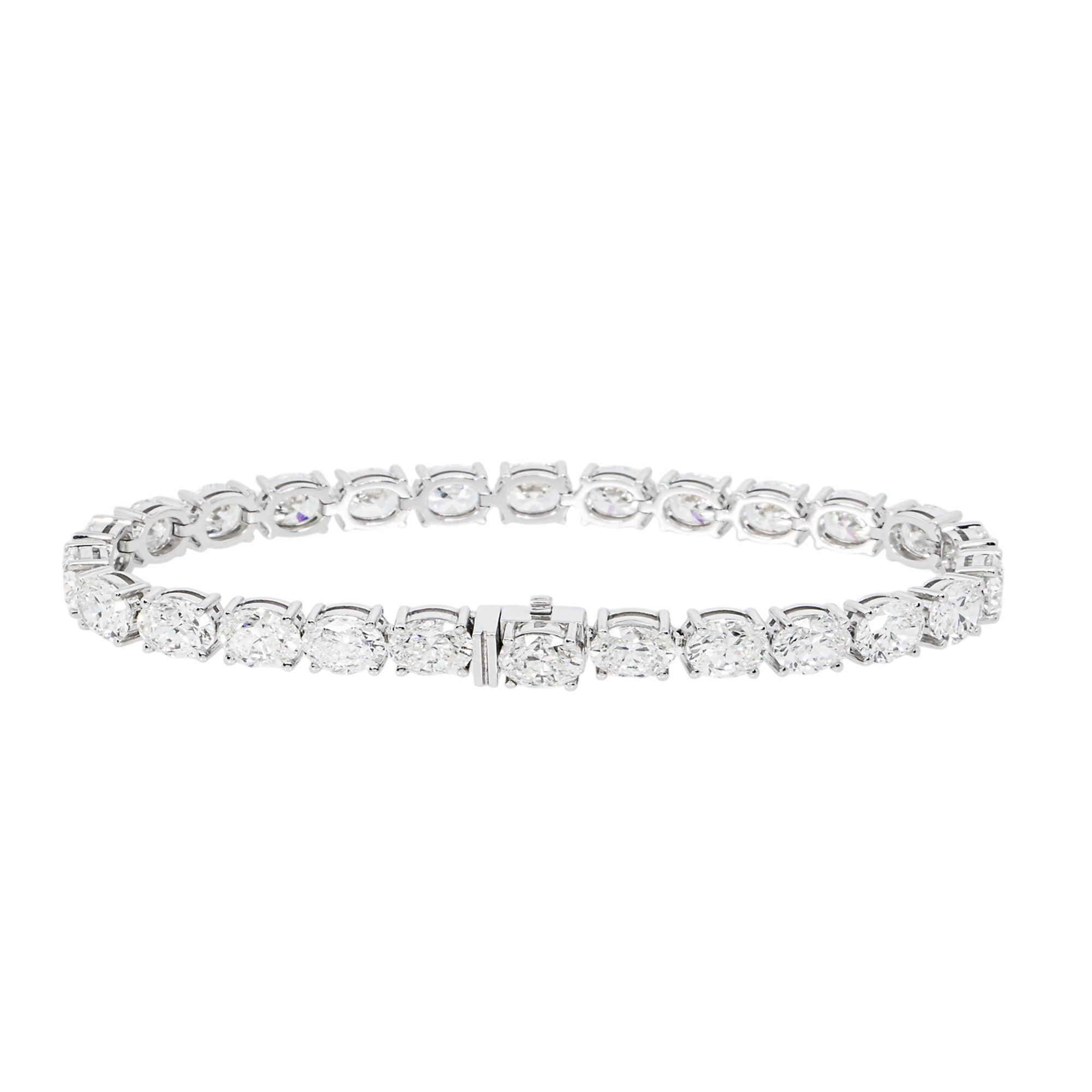 GIA 18K White Gold Oval Diamond Tennis Bracelet 18.26ct