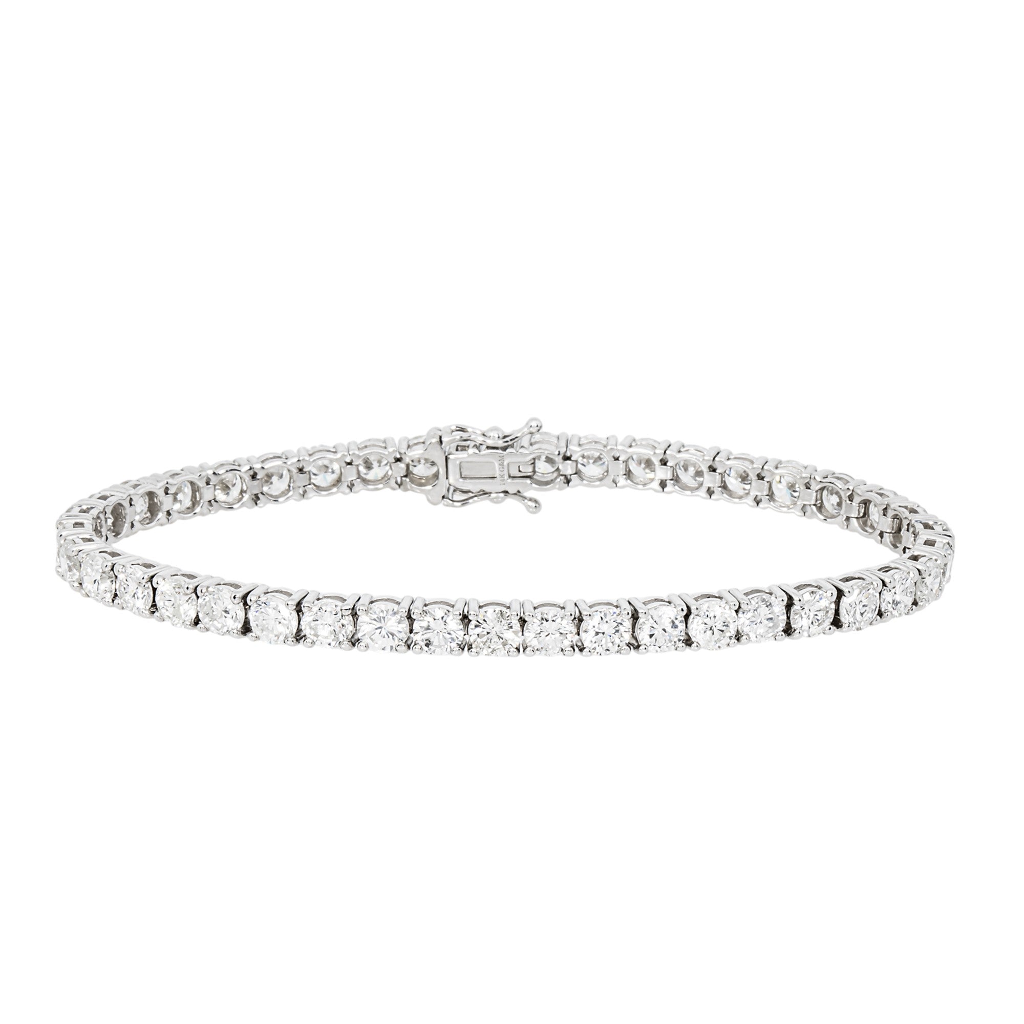 14K White Gold Round Diamond Tennis Chain 10.78ct