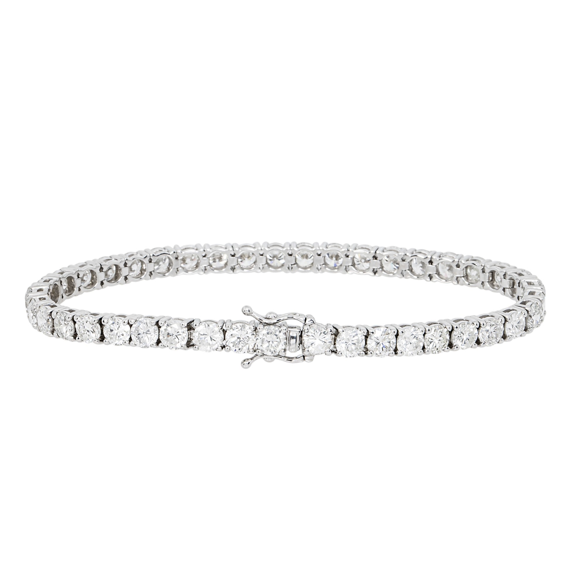 14K White Gold Round Diamond Tennis Chain 10.78ct