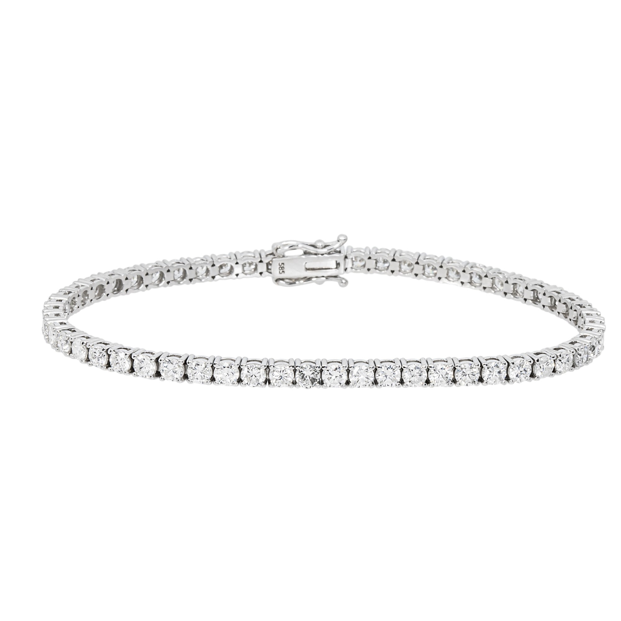 14K White Gold Round Diamond Tennis Bracelet 5.37ct