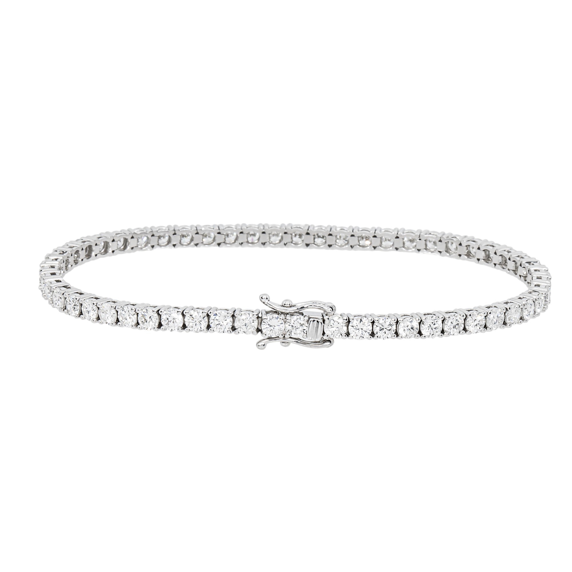 14K White Gold Round Diamond Tennis Bracelet 5.37ct