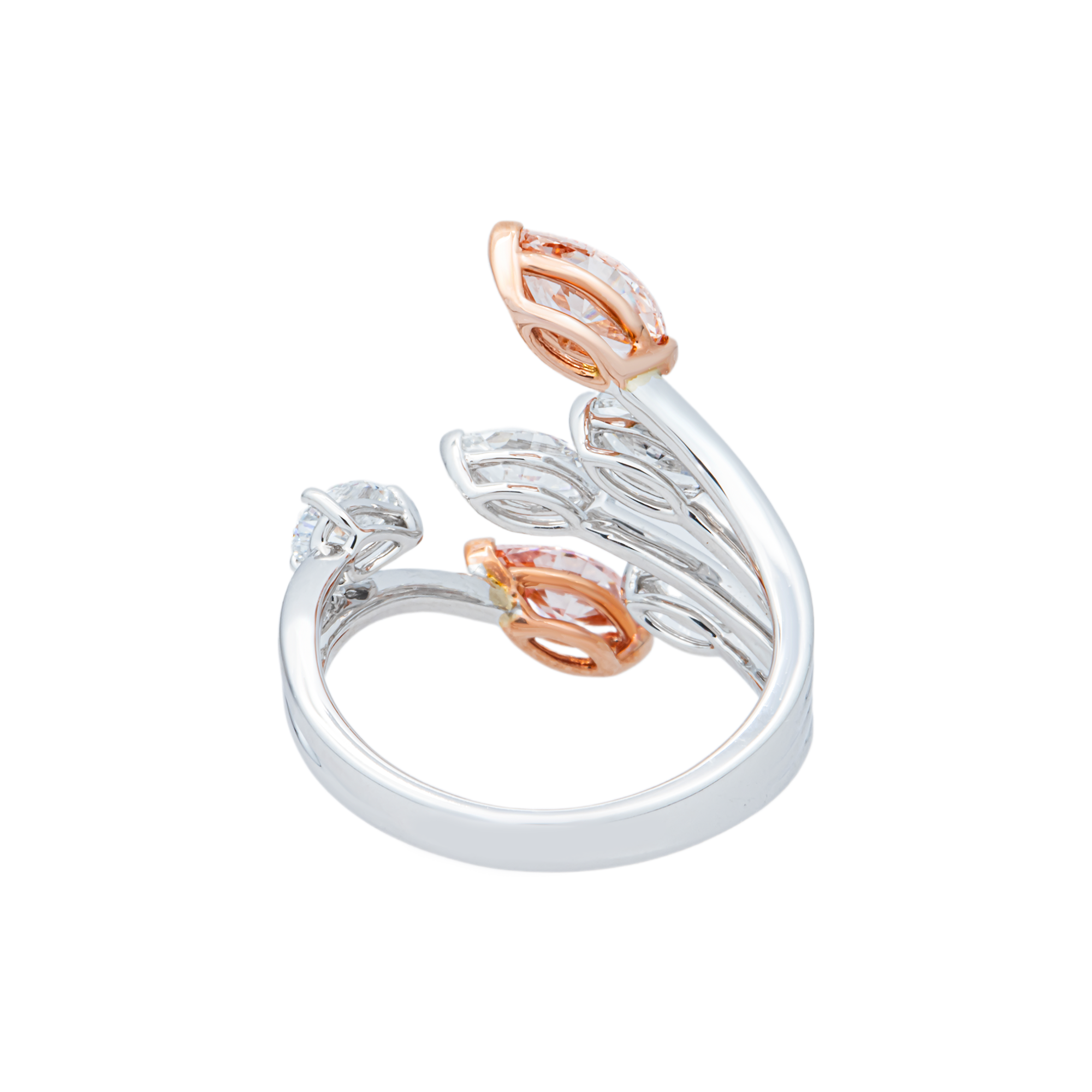 White Gold Marquise Fancy Pink & White Diamond Wrap Ring 2.09ctw