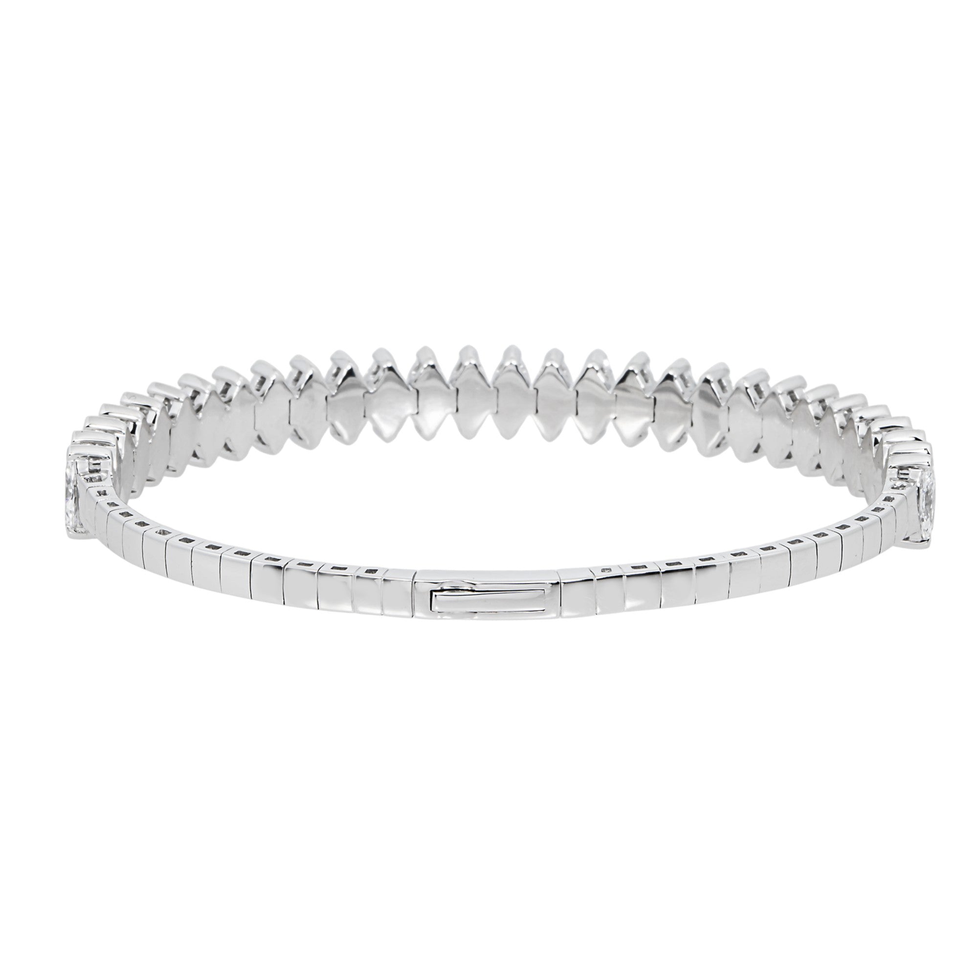 14K White Gold Marquise Diamond Bangle Bracelet 7.38ct