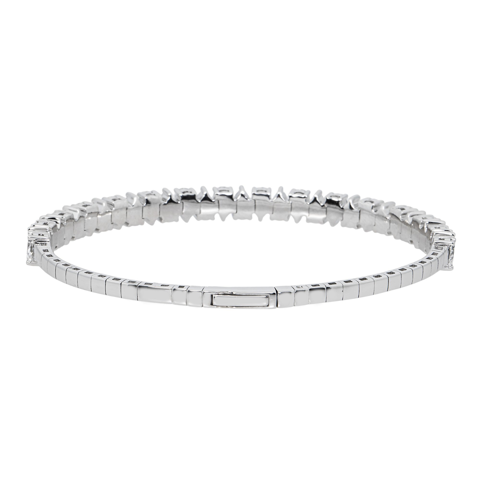 14K White Gold Pear Diamond Bangle Bracelet 4.69ct