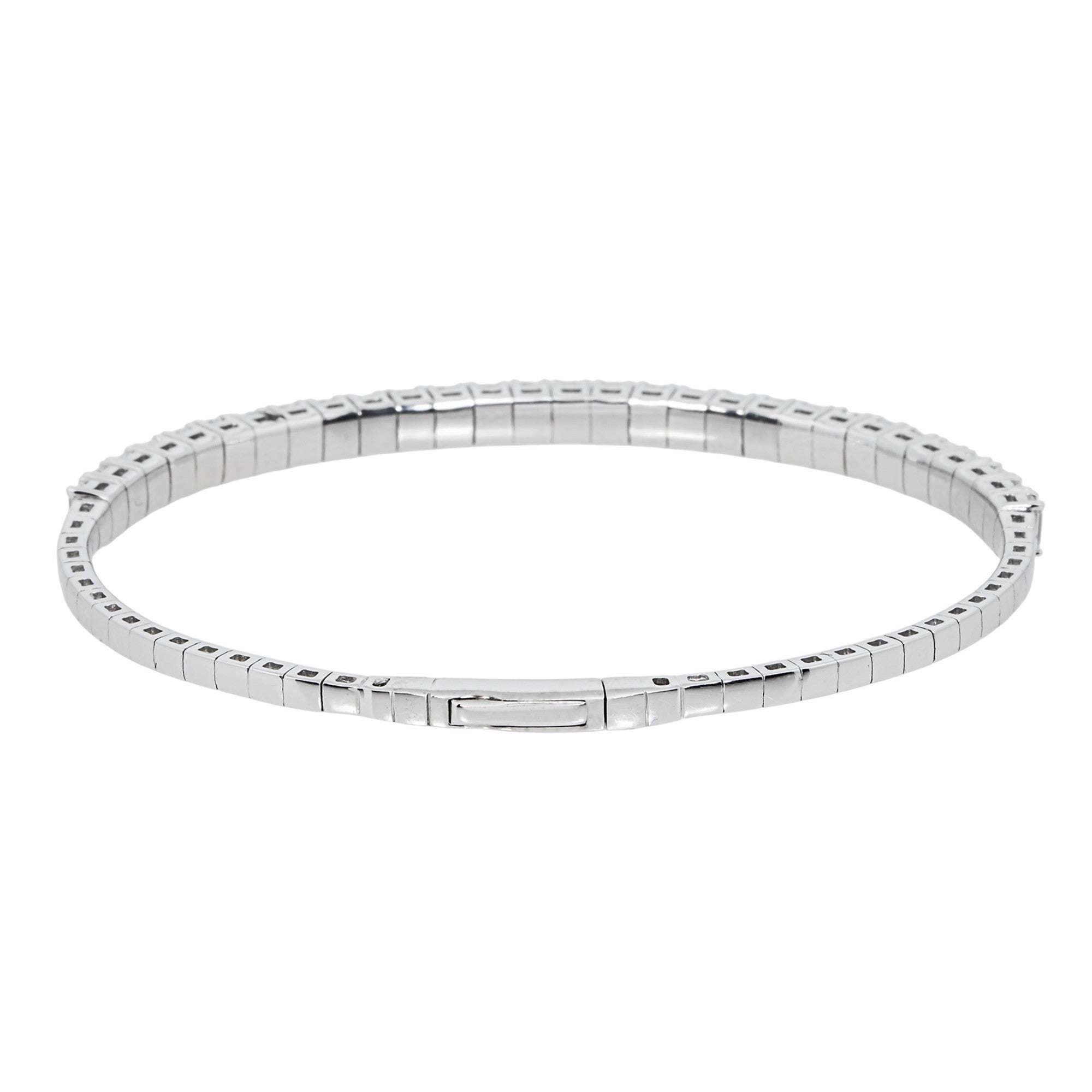 14K White Gold Emerald Diamond Bangle Bracelet 4.33ct