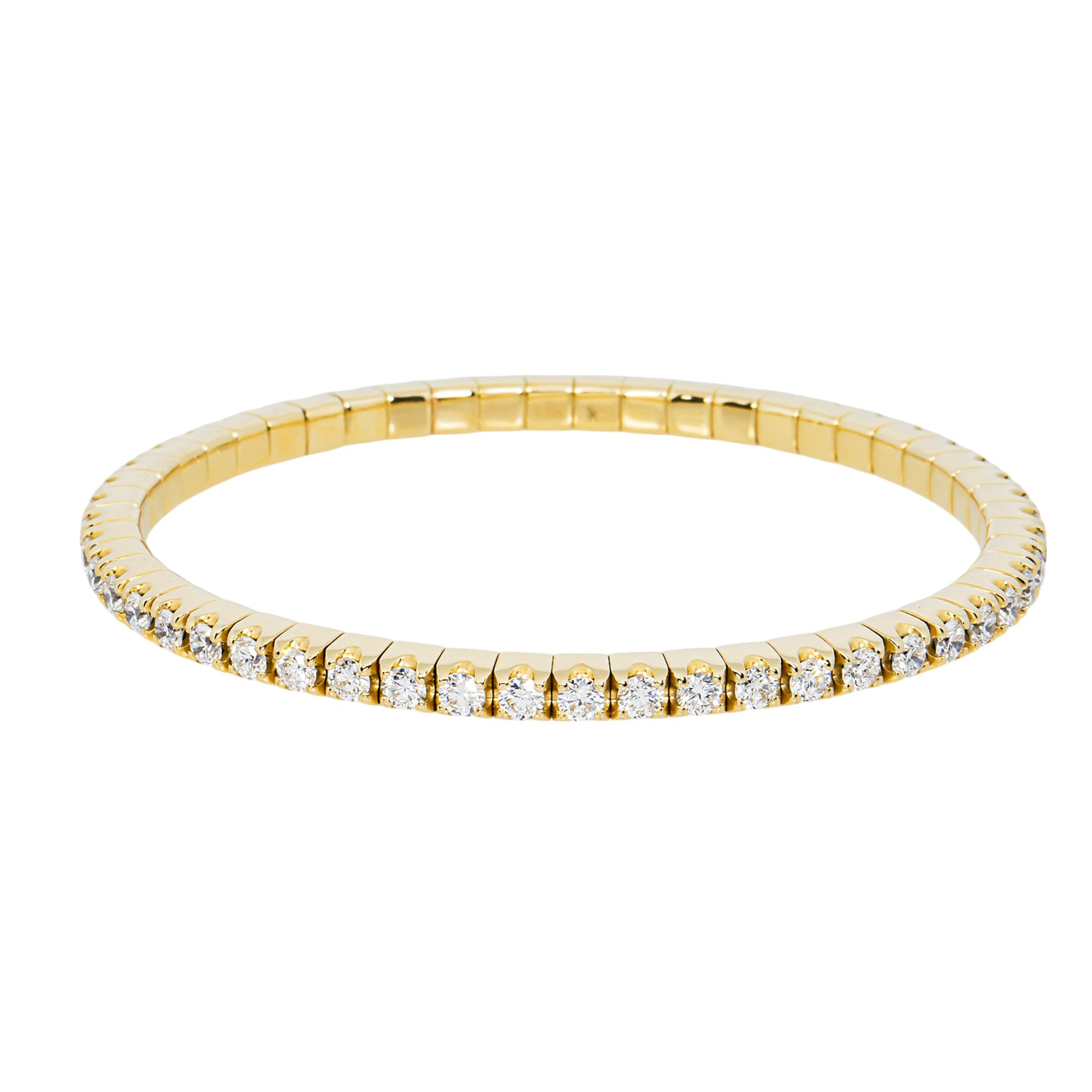 14K Yellow Gold Round Diamond Stretch Tennis Bracelet 5.32ct