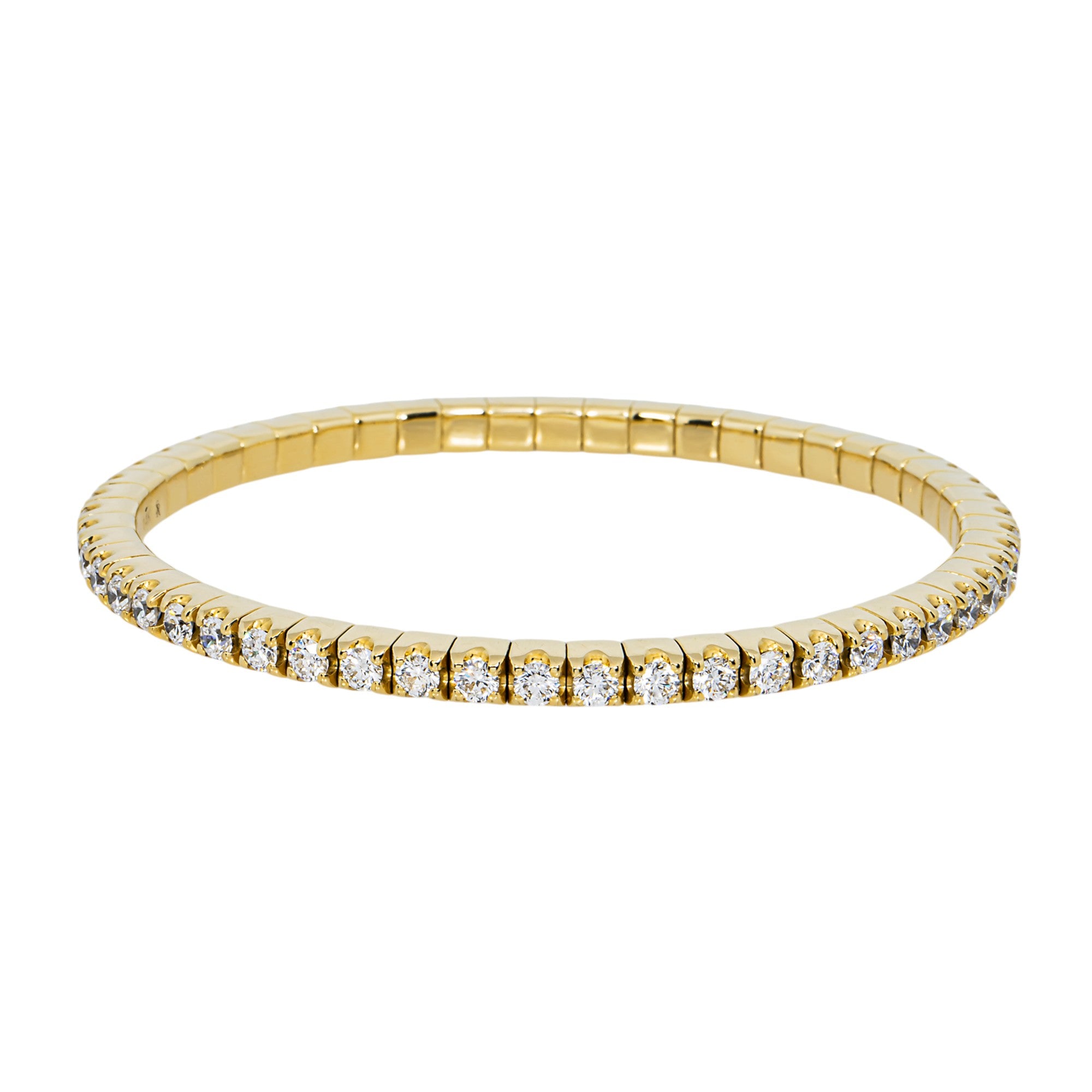 14K Yellow Gold Round Diamond Stretch Tennis Bracelet 5.32ct