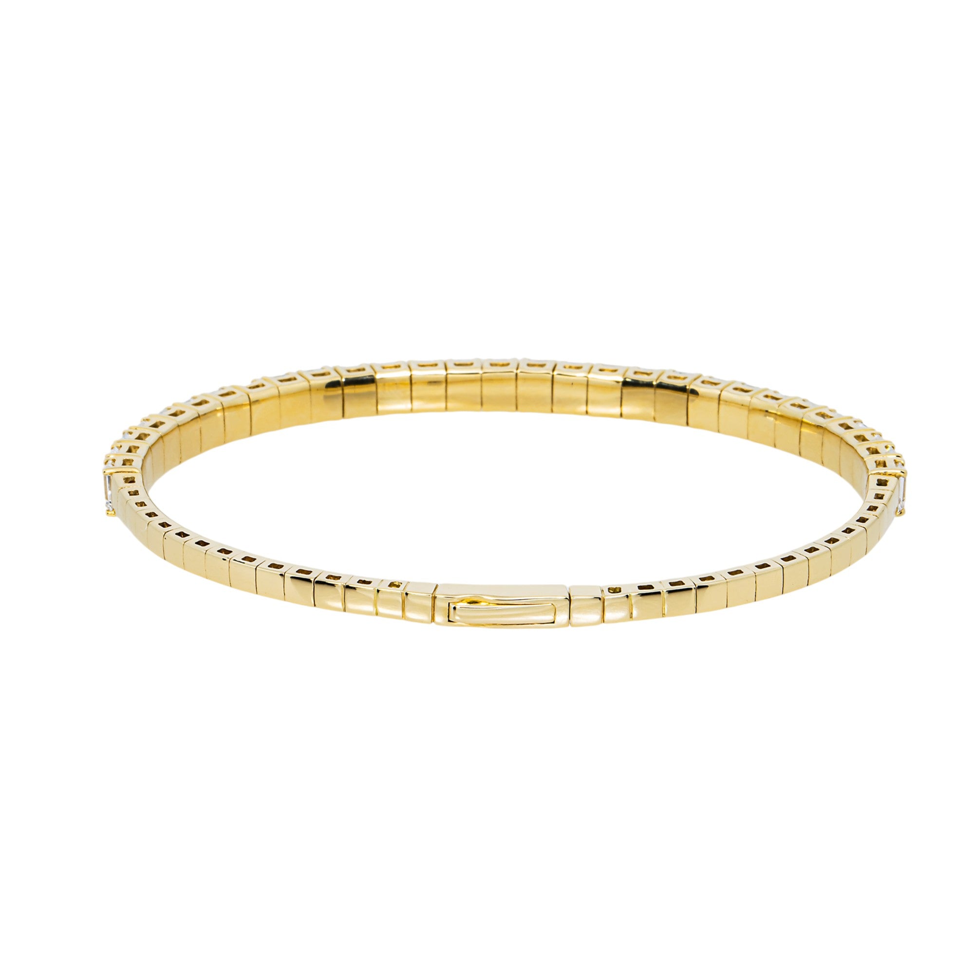 14K Yellow Gold Emerald Diamond Bangle Bracelet 6.08ct
