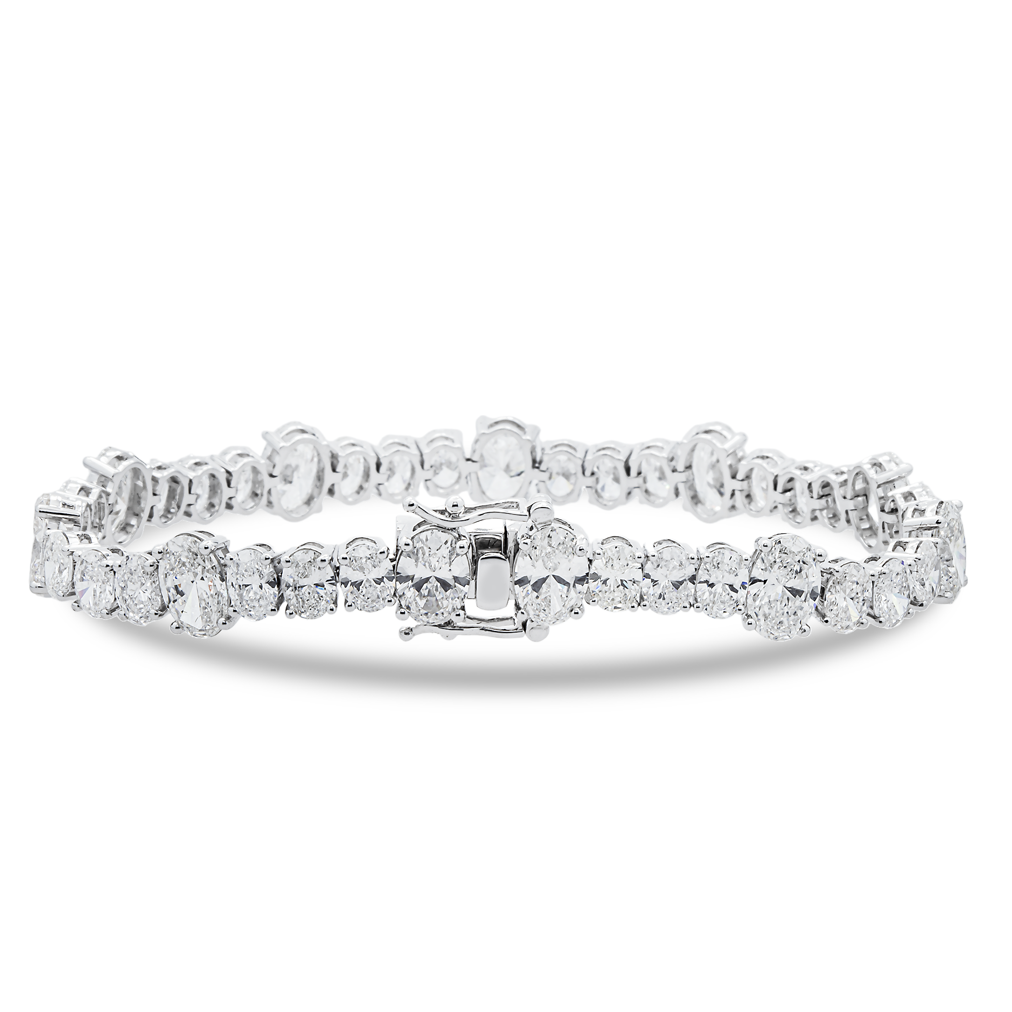 14K White Gold Oval Diamond Tennis Bracelet 17.51ct