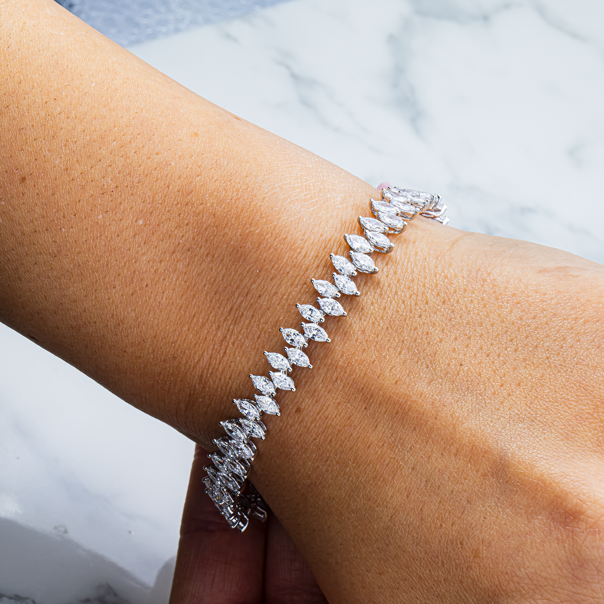 White Gold Marquise Diamond Bracelet 7.07ct