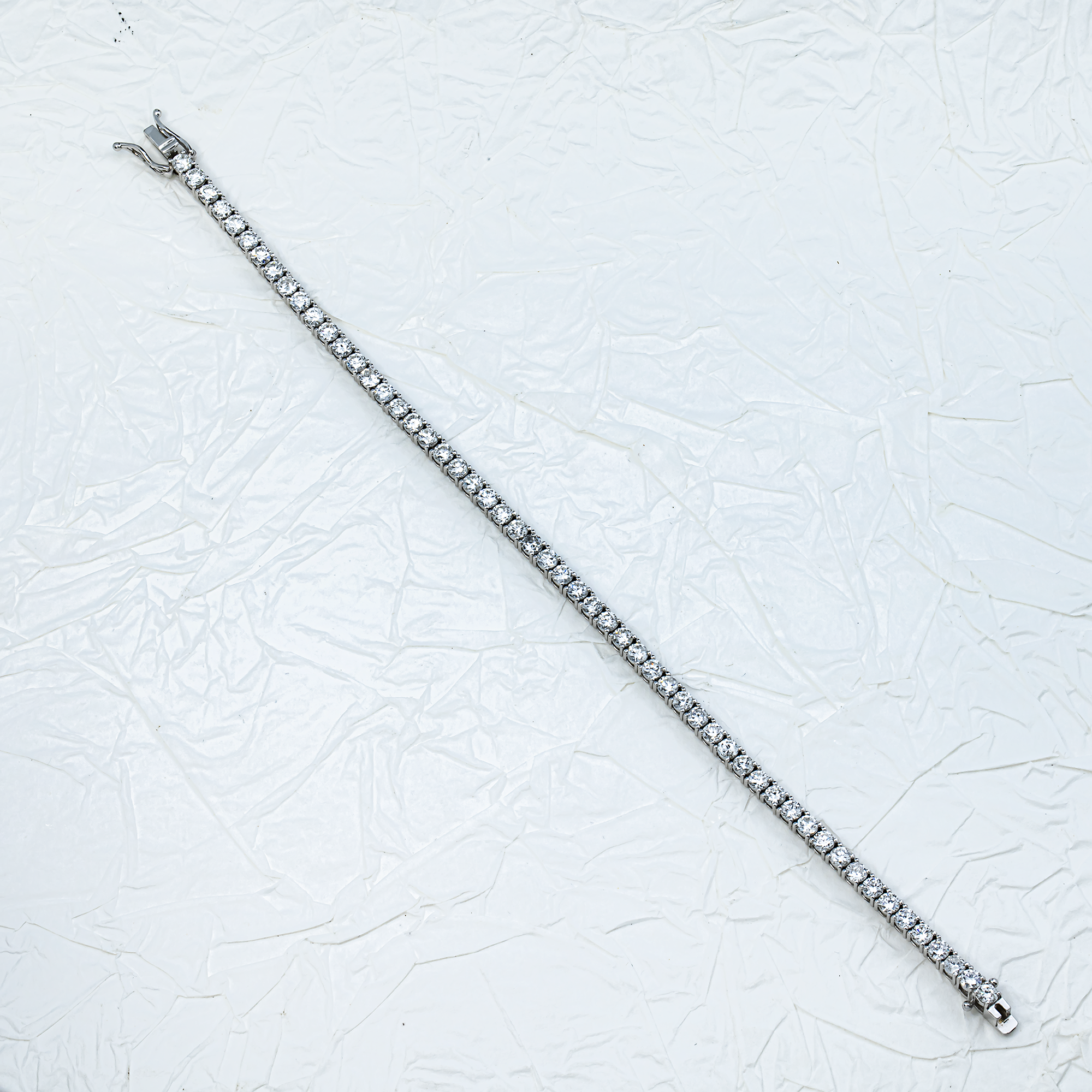 14K White Gold Round Diamond Tennis Bracelet 5.37ct