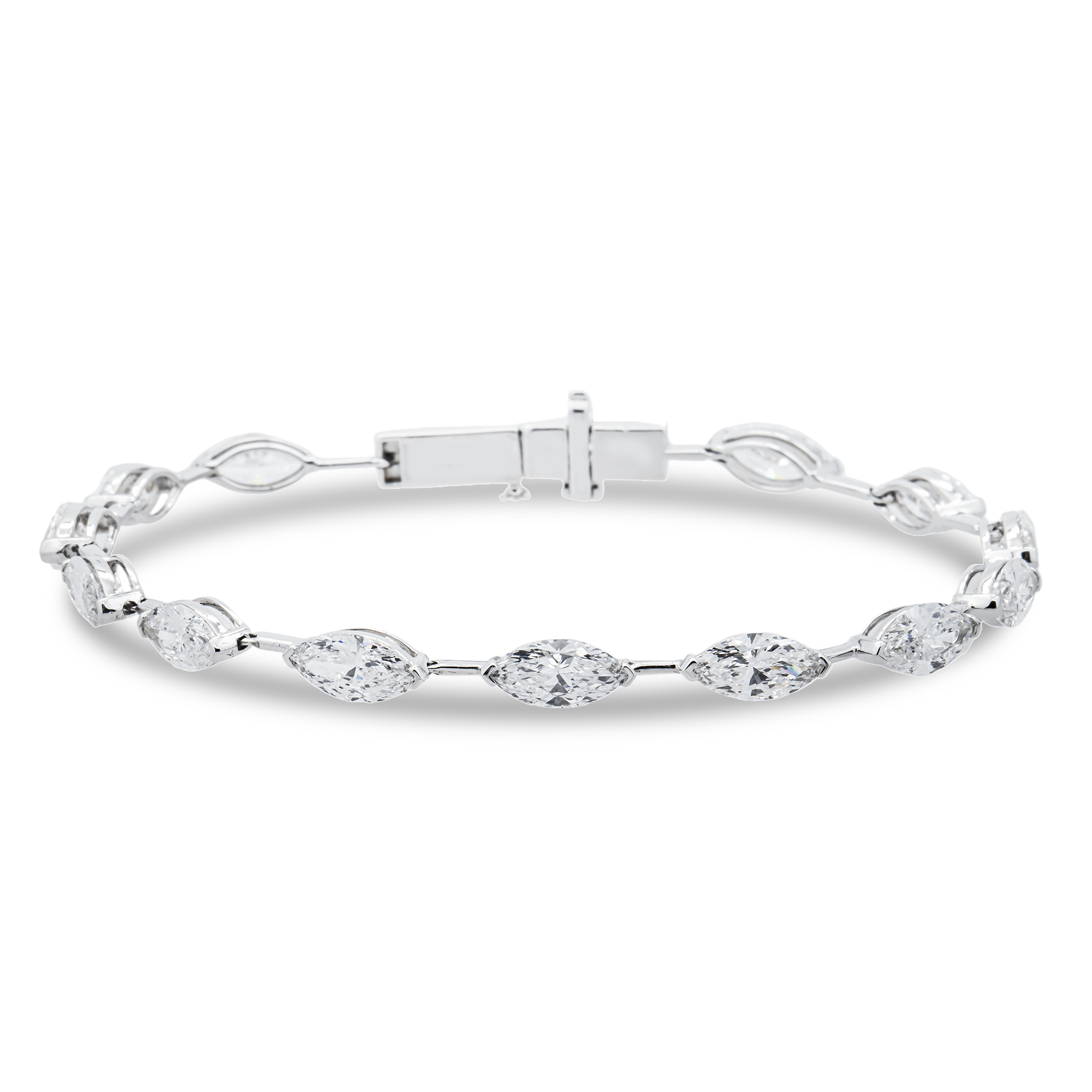 14K White Gold Marquise Diamond Satellite Bracelet 8.17ct