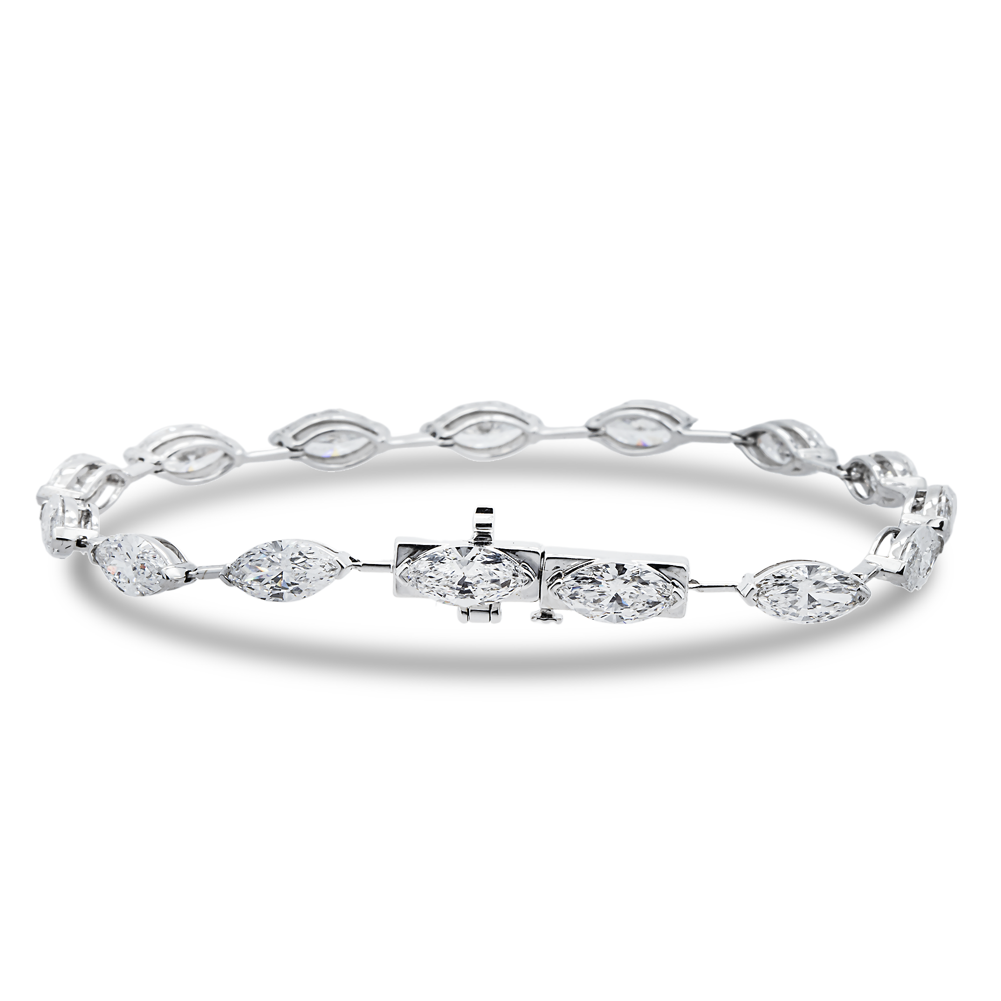 14K White Gold Marquise Diamond Satellite Bracelet 8.17ct