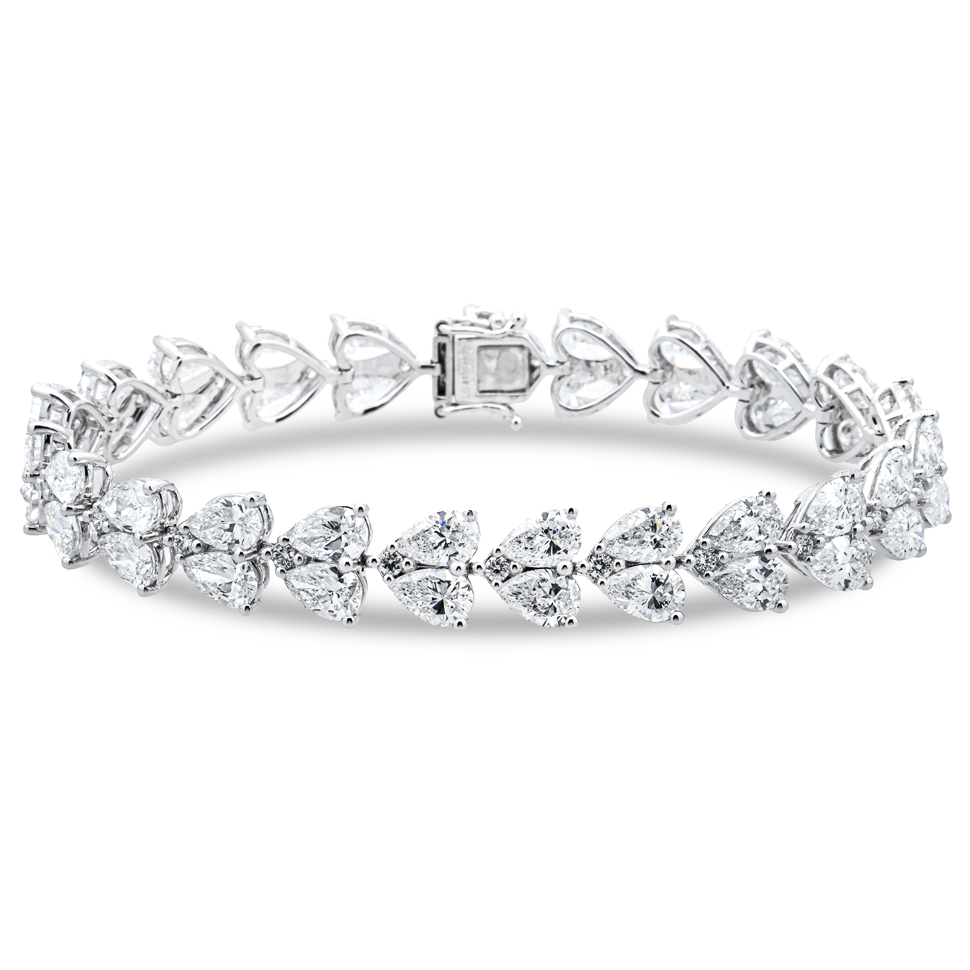 White Gold Pear & Round Diamond Tennis Bracelet 16.23ct