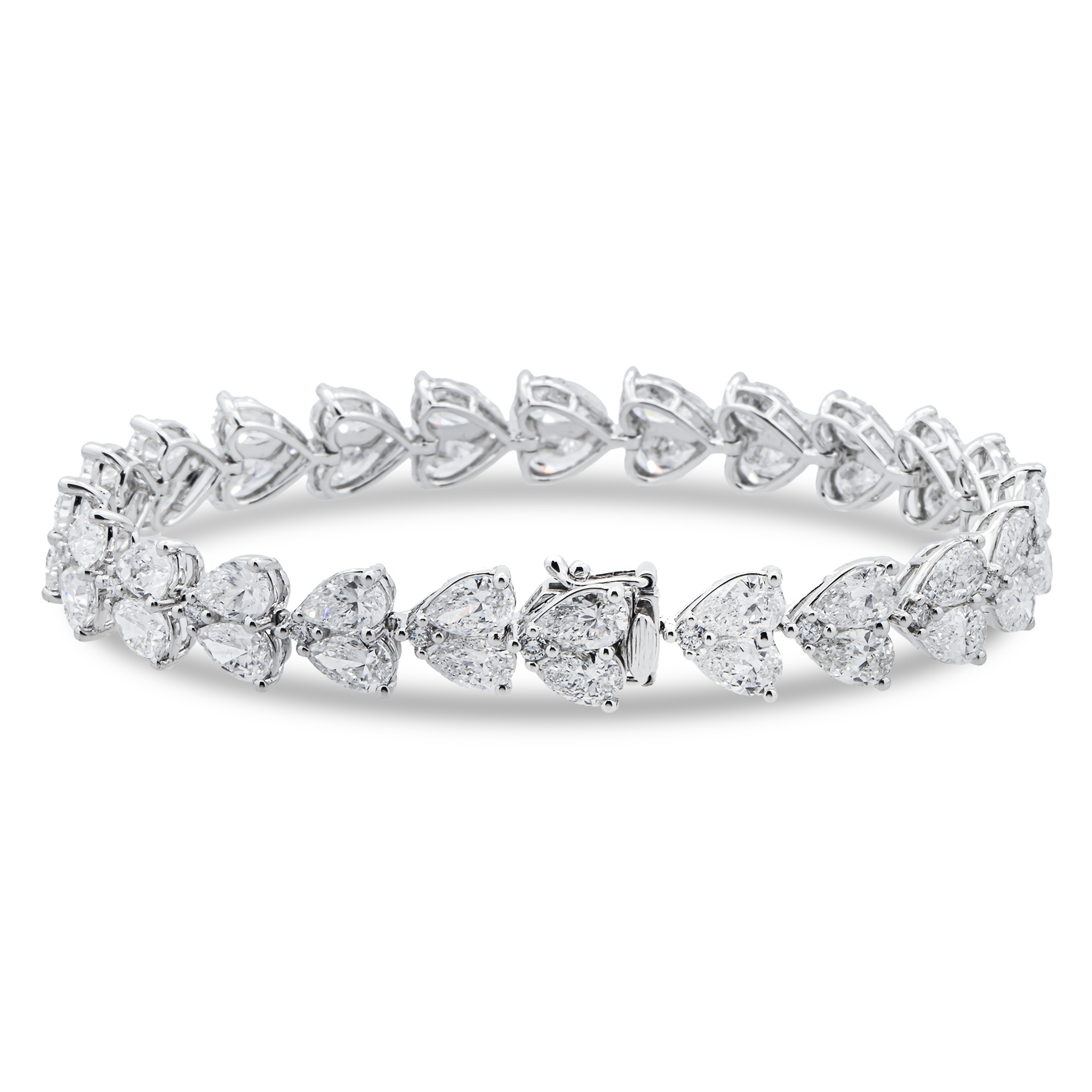 White Gold Pear & Round Diamond Tennis Bracelet 16.23ct
