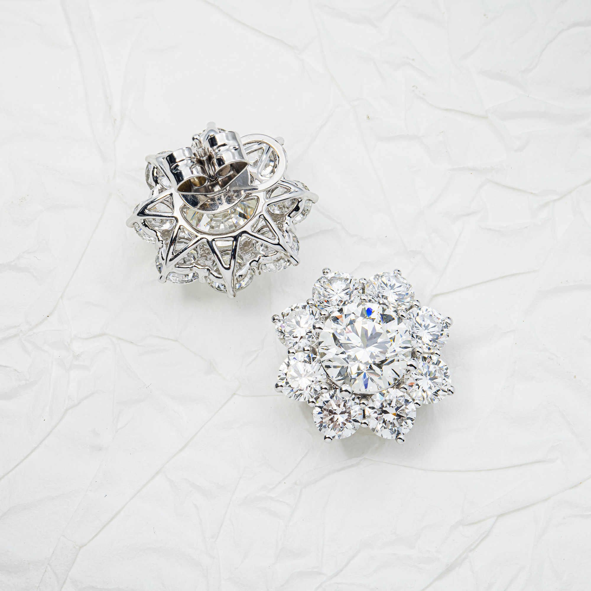 White Gold Round Diamond Stud Earrings 8.84ctw