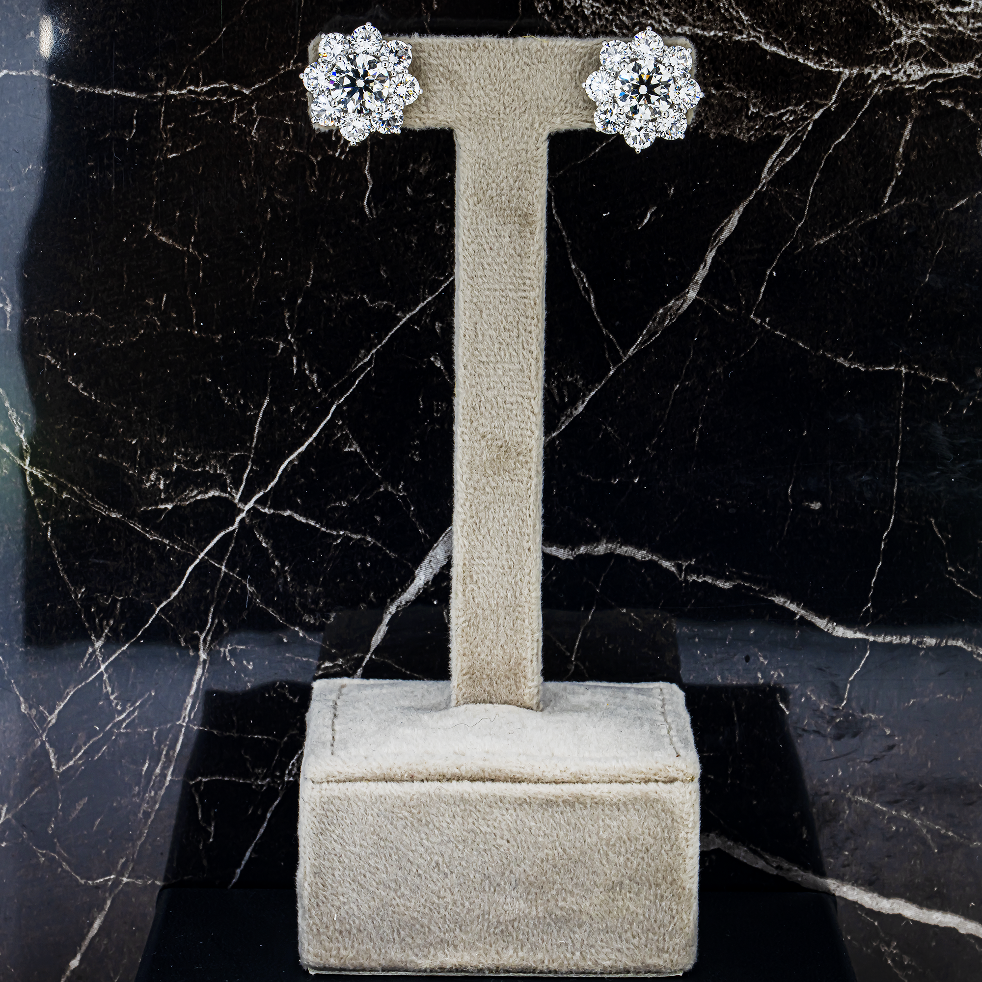 White Gold Round Diamond Stud Earrings 8.84ctw