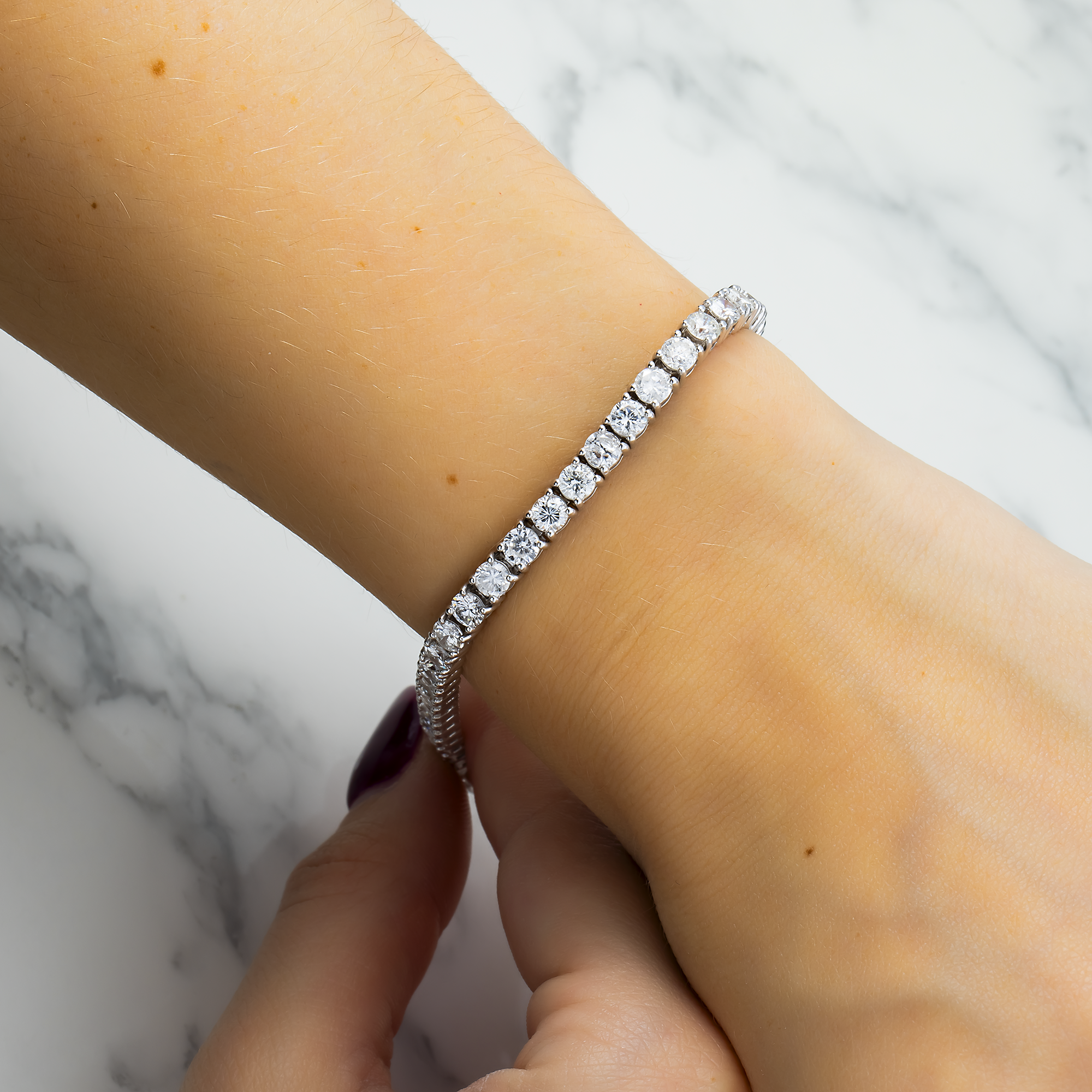14K White Gold Round Diamond Tennis Bracelet 8.35ct