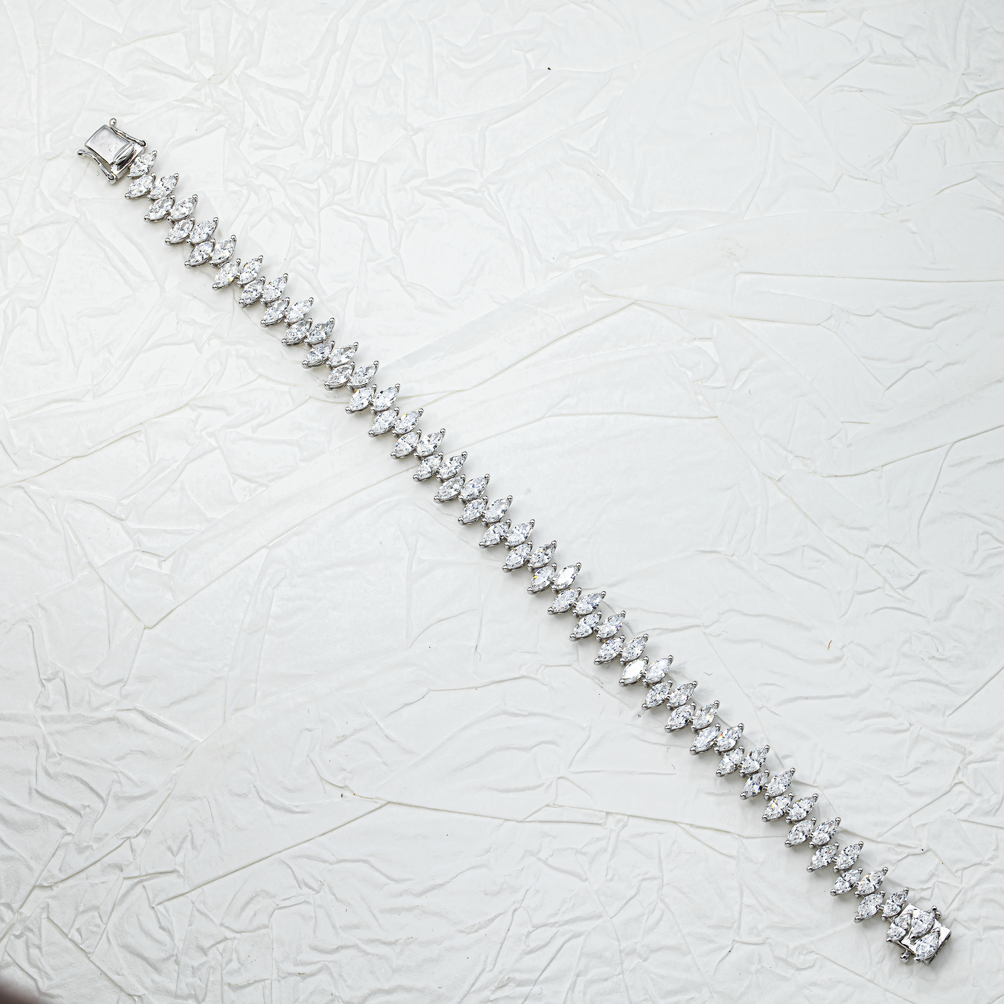 White Gold Marquise Diamond Bracelet 7.07ct