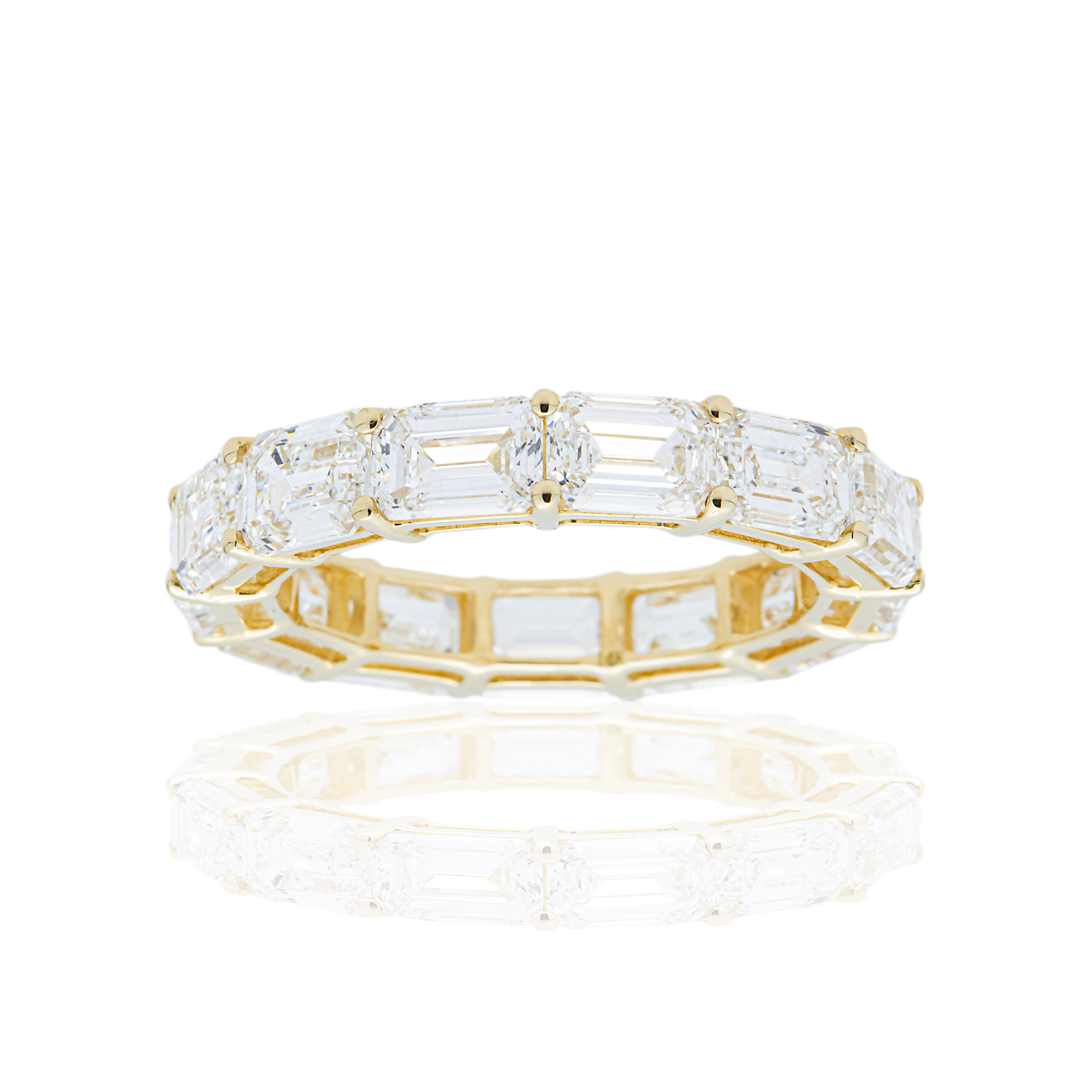 Yellow Gold Emerald Diamond Eternity Ring 5.78ctw