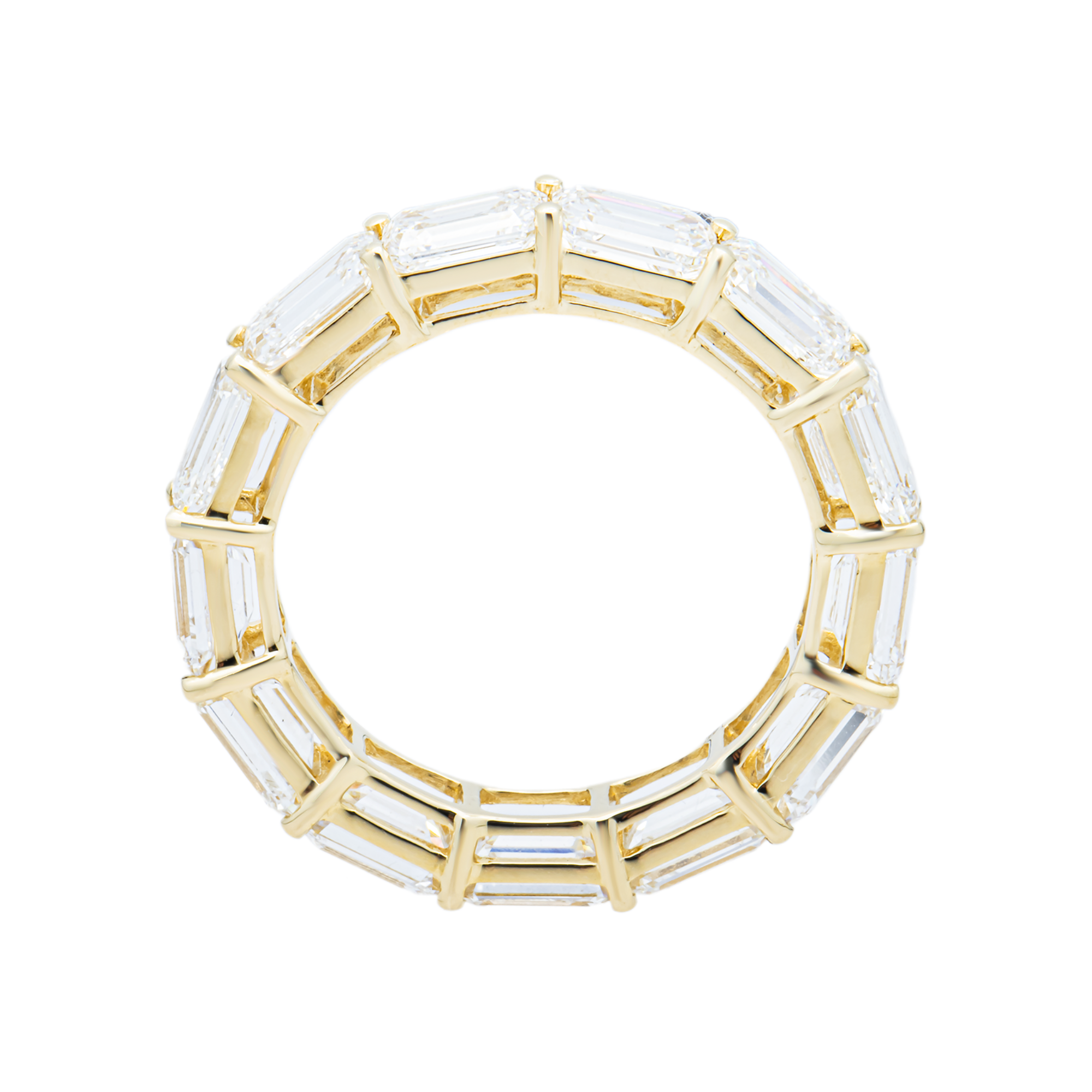 Yellow Gold Emerald Diamond Eternity Ring 5.78ctw