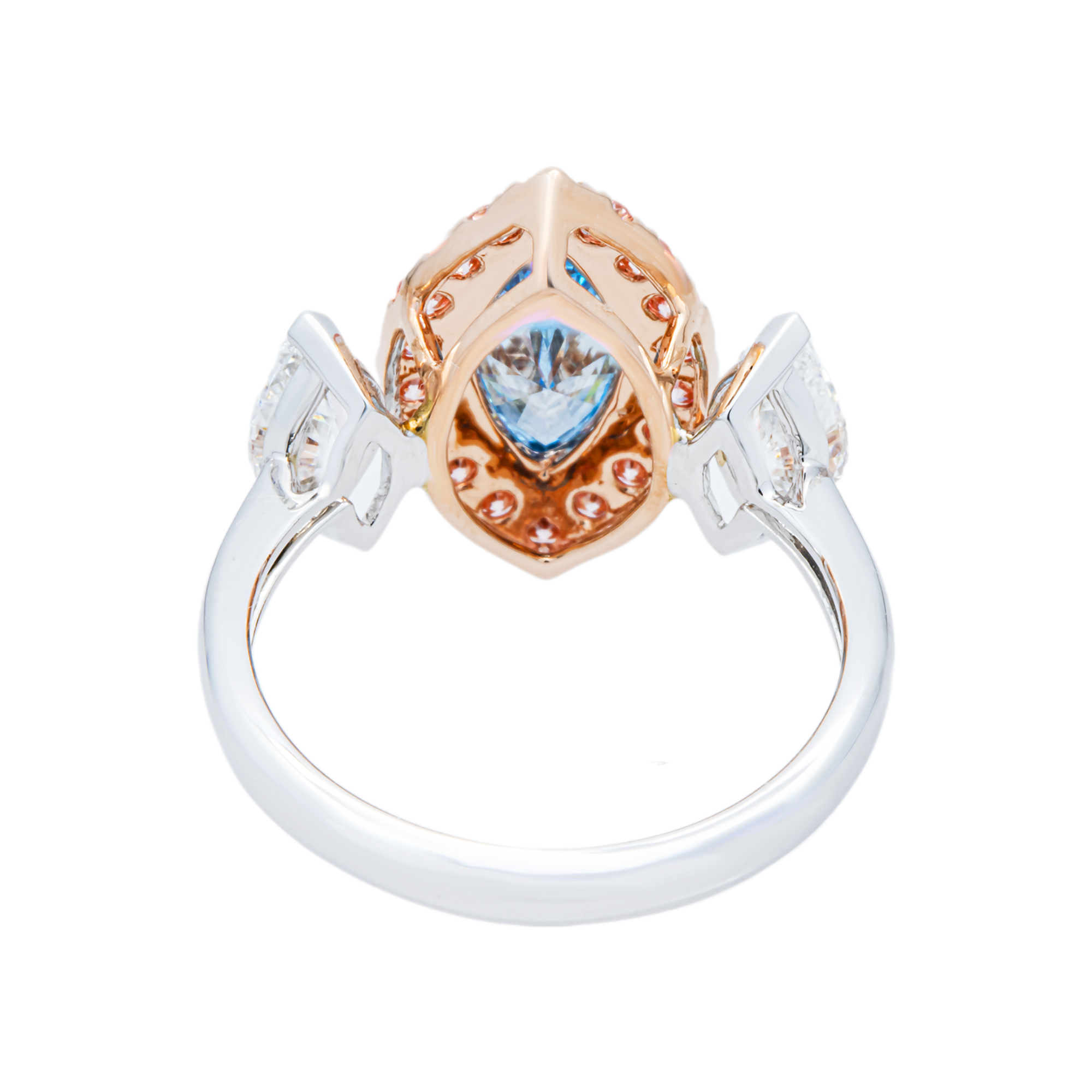 Two Tone Marquise Fancy Blue & White Diamond Ring 2.51ctw