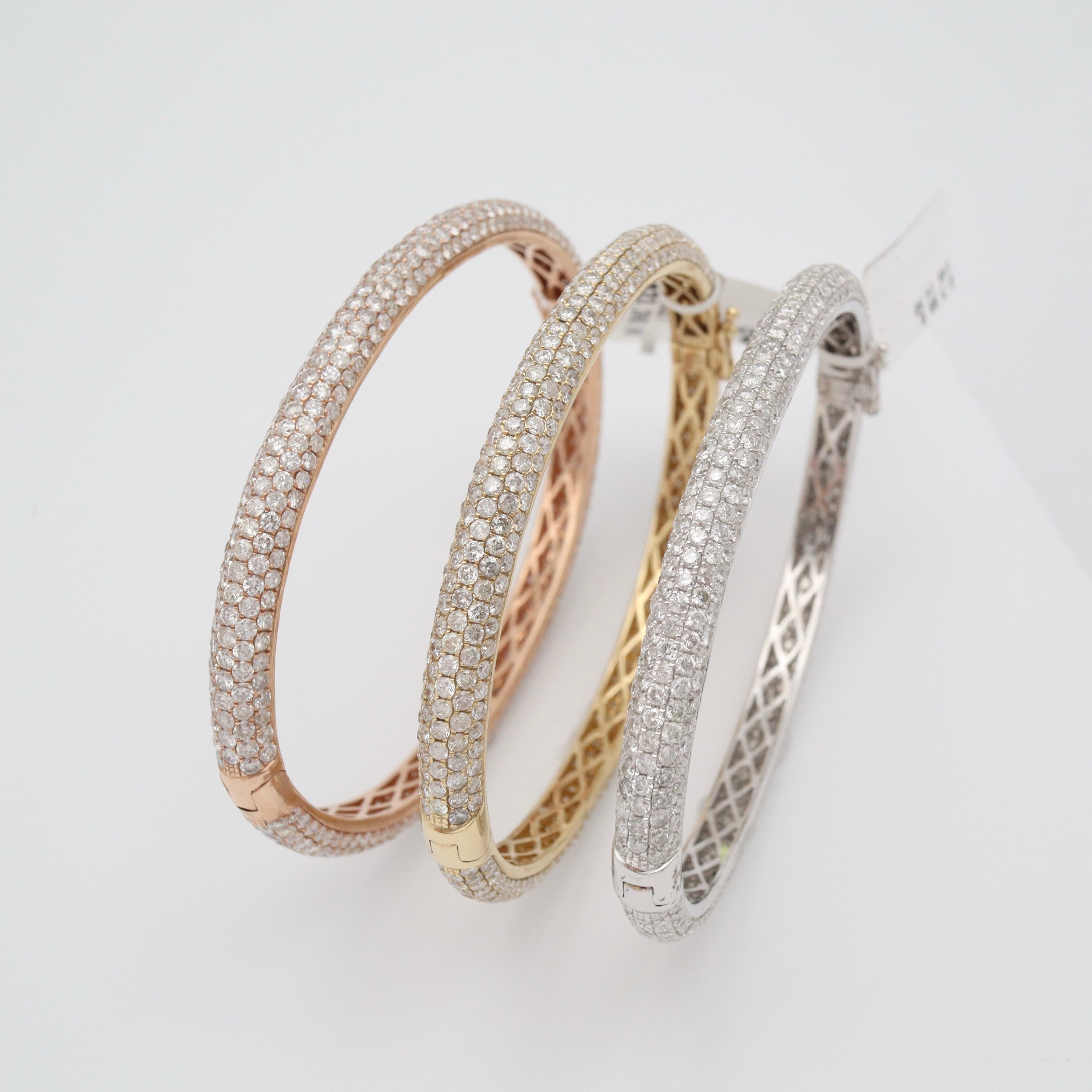 14K Gold Full Pave Diamond Bangles 8.0Ct Bracelets