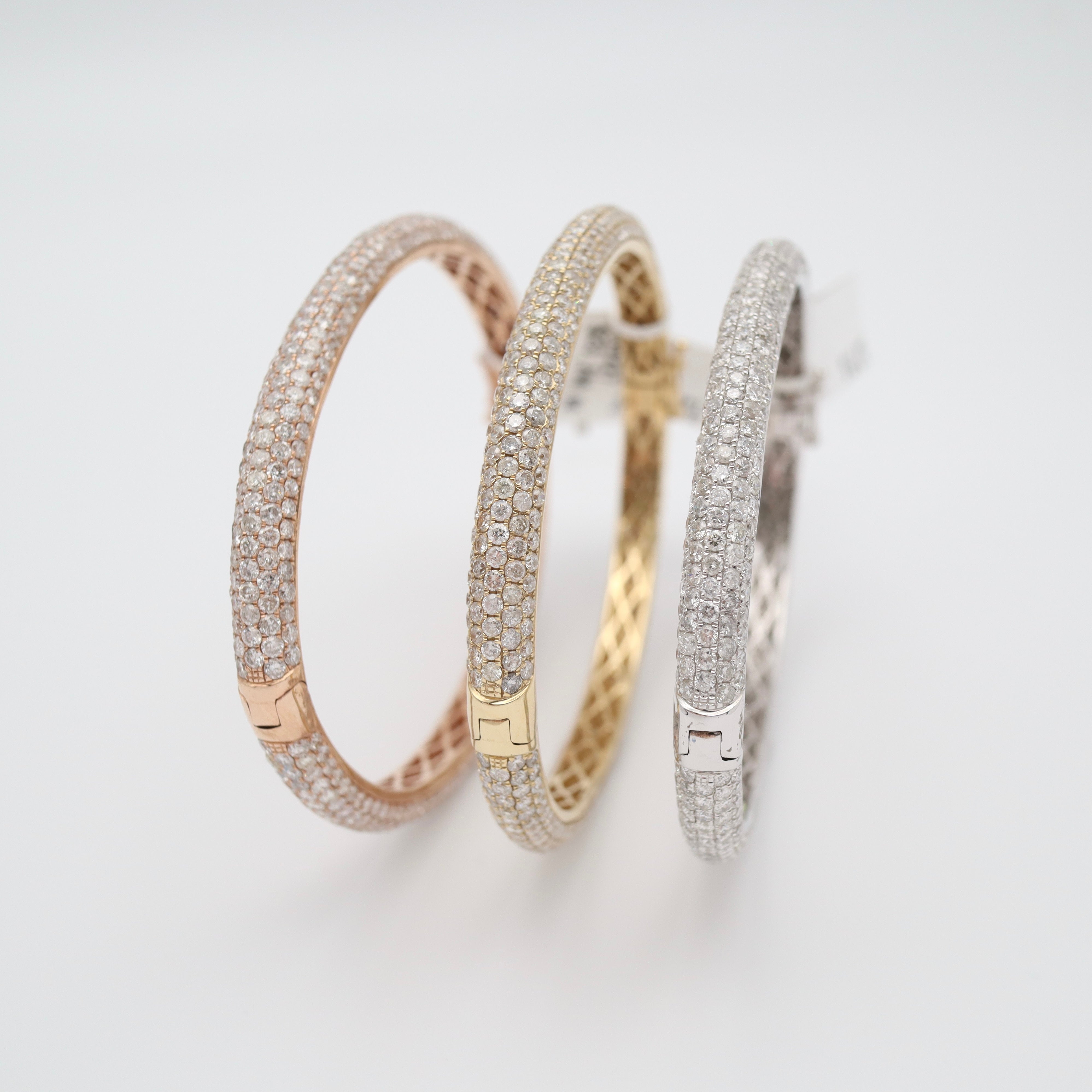 14K Gold Full Pave Diamond Bangles 8.0Ct Bracelets