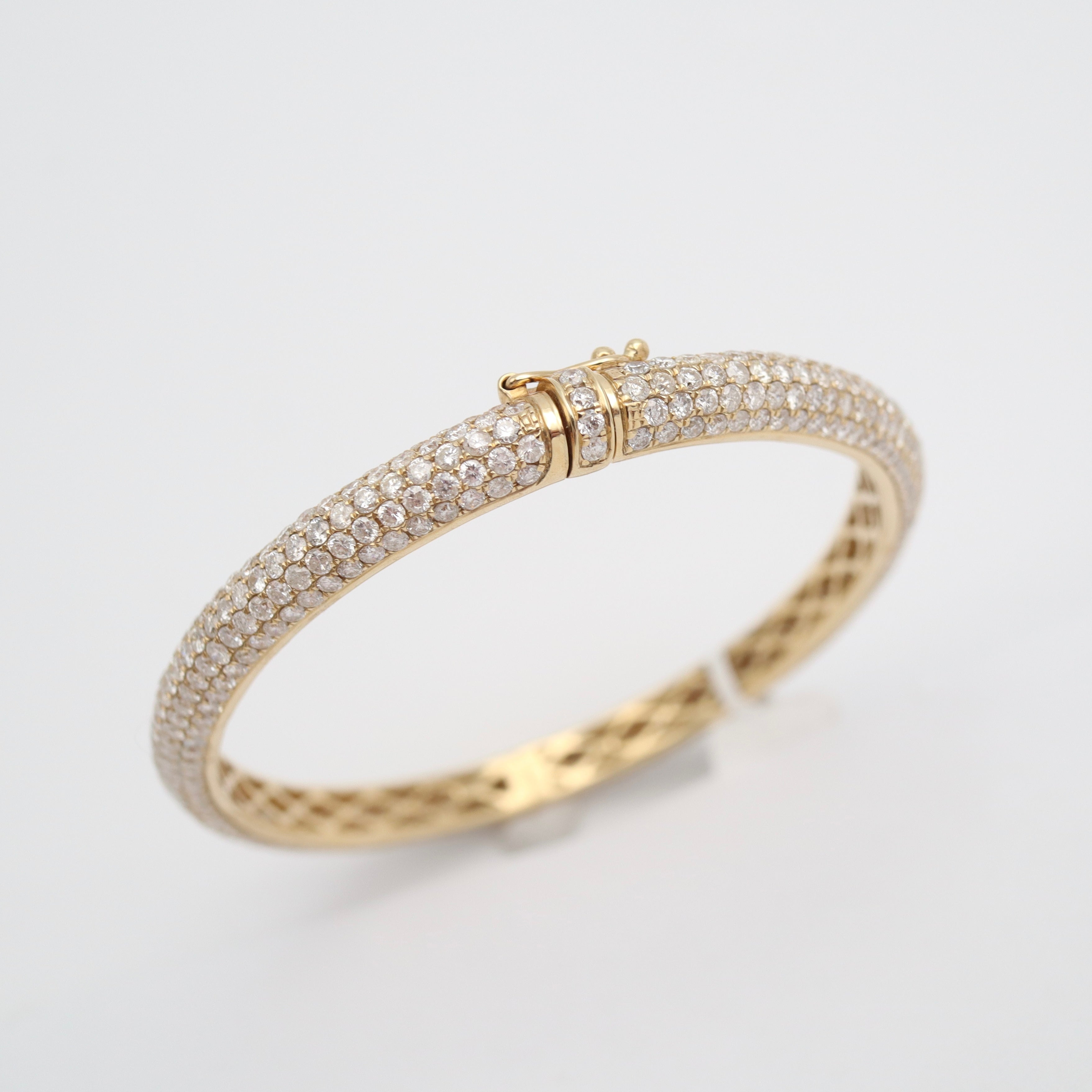 14K Gold Full Pave Diamond Bangles 8.0Ct Bracelets