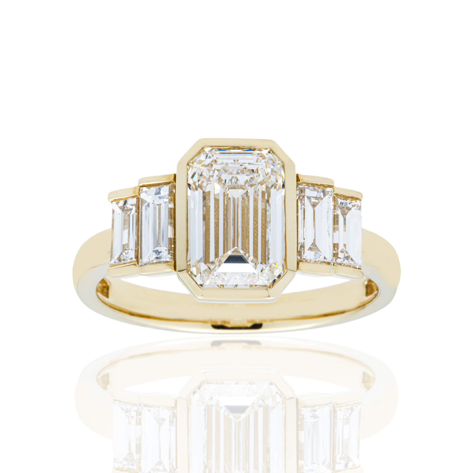 14K Yellow Gold Triple Emerald Diamond Engagement Ring 2.55ctw