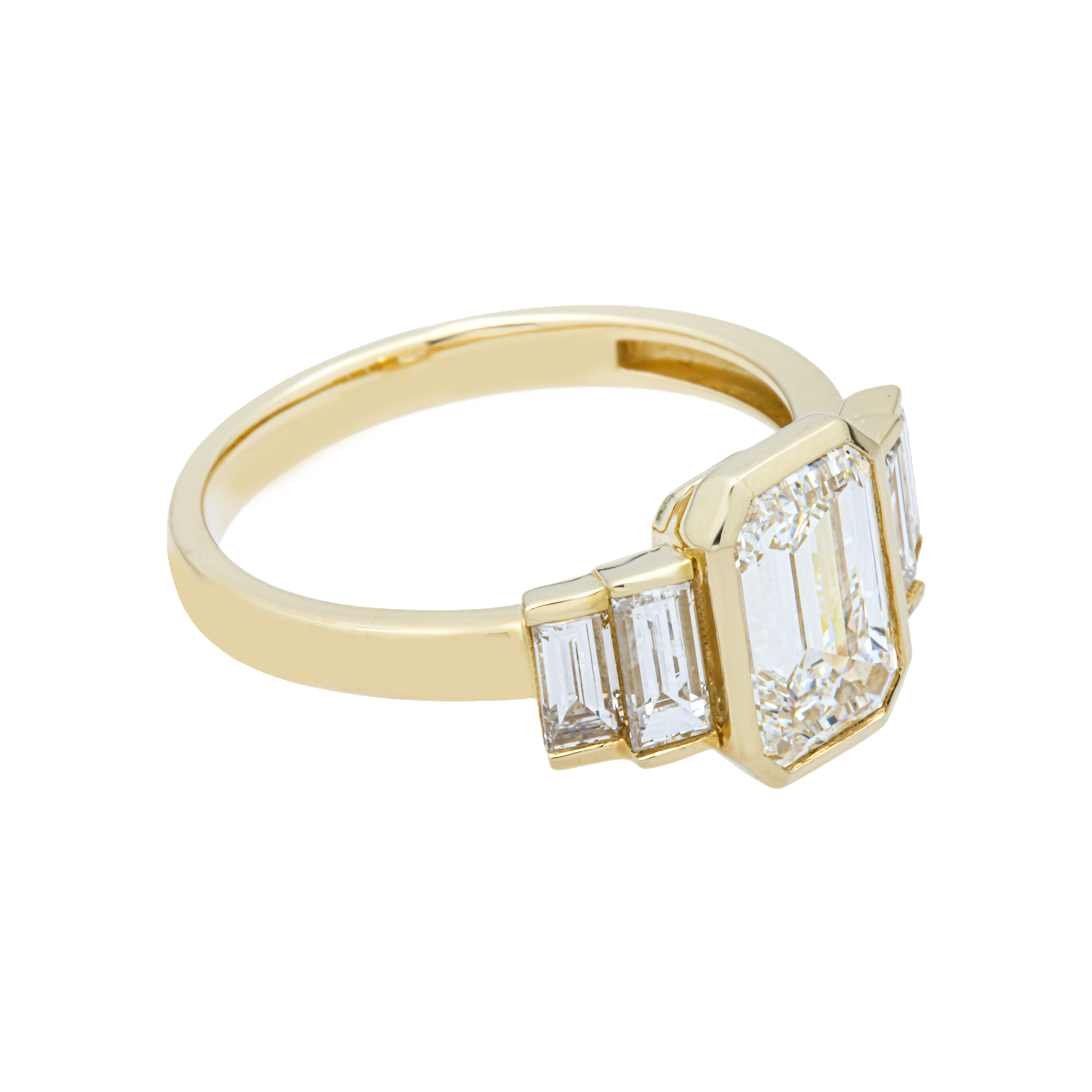 14K Yellow Gold Triple Emerald Diamond Engagement Ring 2.55ctw