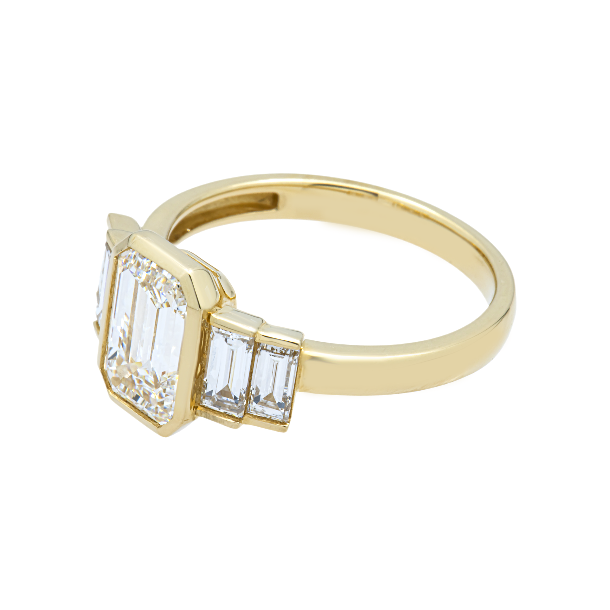 14K Yellow Gold Triple Emerald Diamond Engagement Ring 2.55ctw