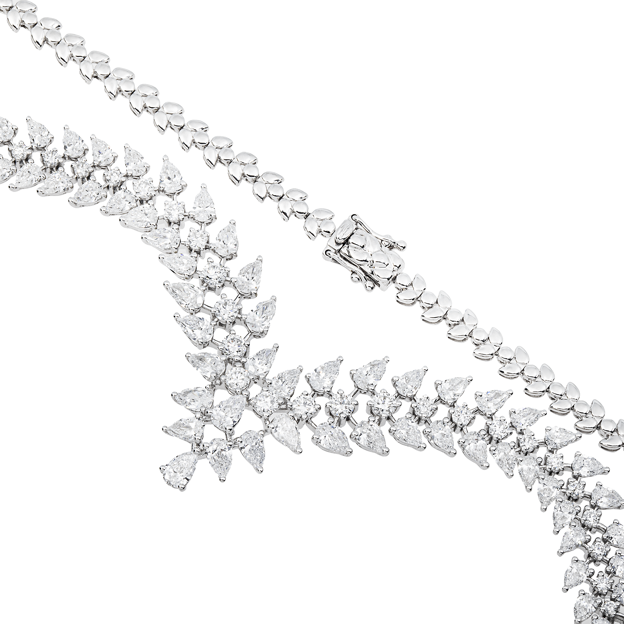 White Gold Pear & Round Diamond Necklace 13.19ct
