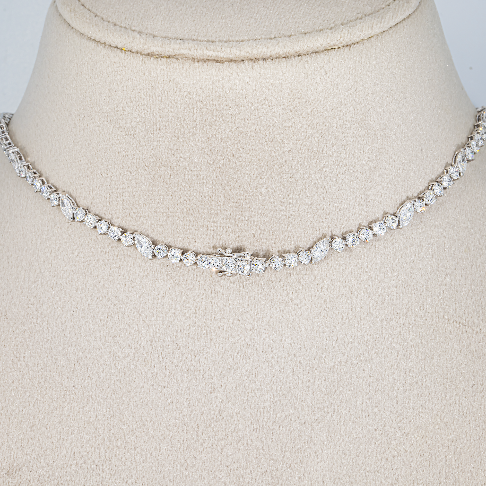 White Gold Multi Shape Flower Diamond Drop Necklace 20.25ct