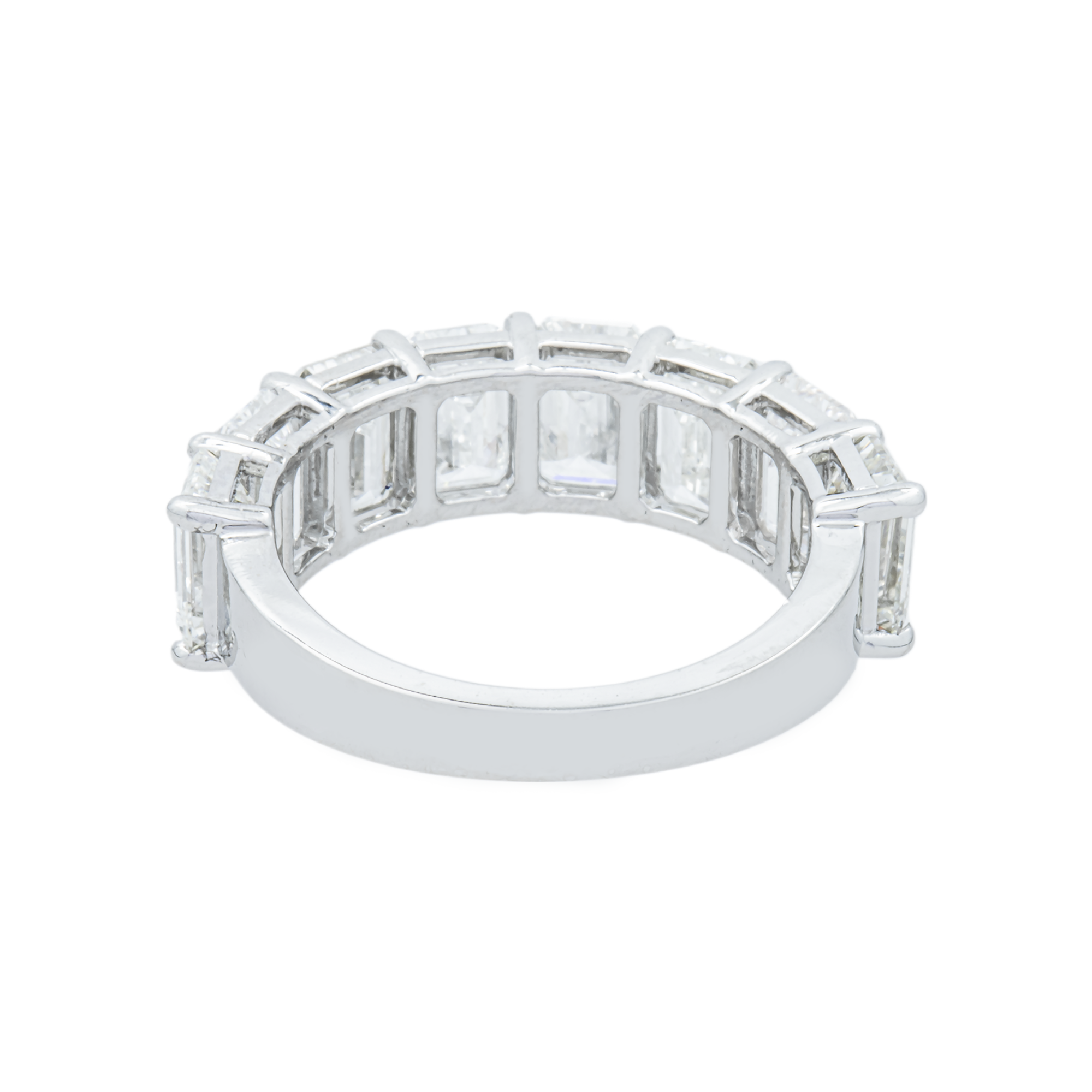 14K White Gold Half Eternity Emerald Cut Diamond Ring 5.92ct