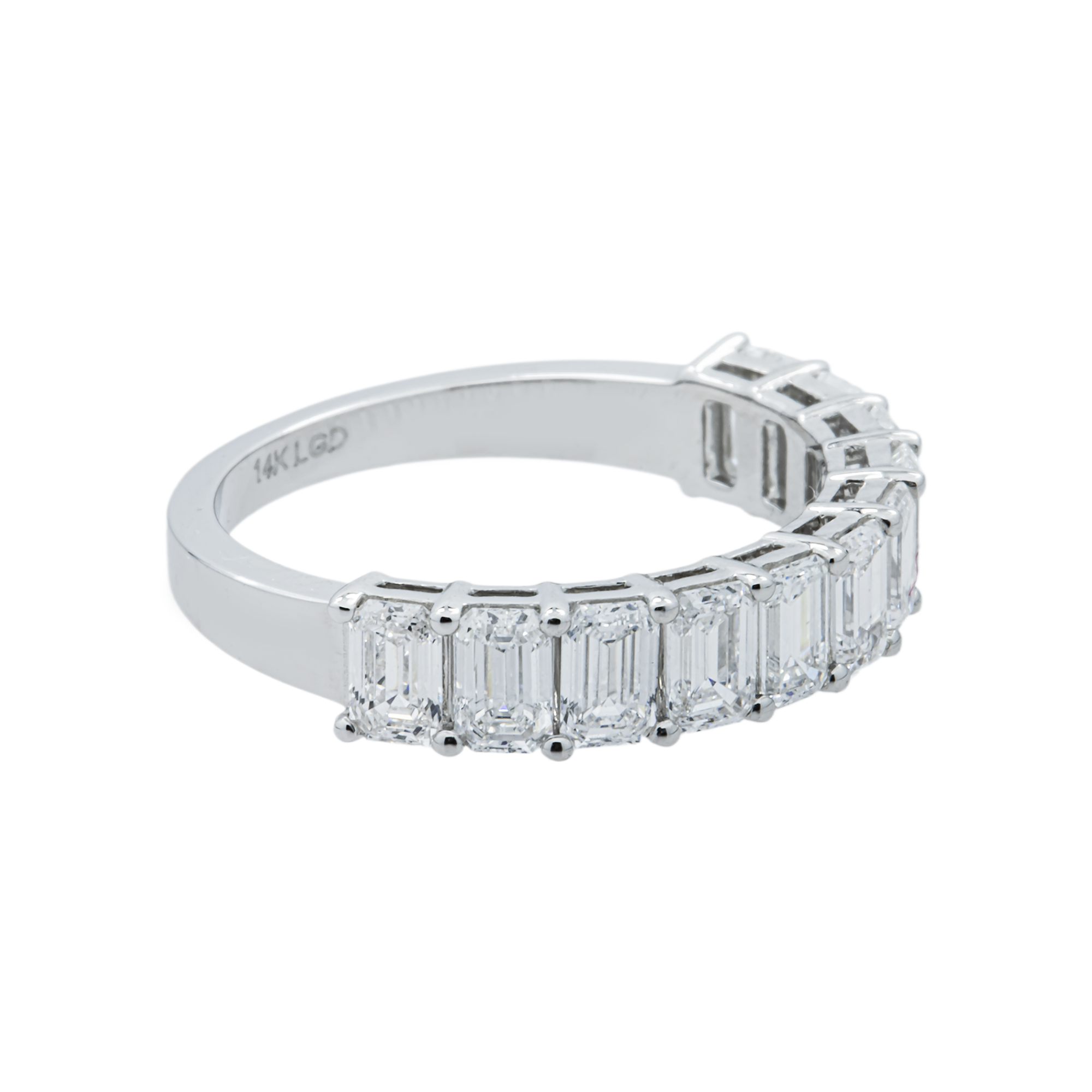 14K White Gold Half-Eternity Emerald Diamond Ring 2.13ct