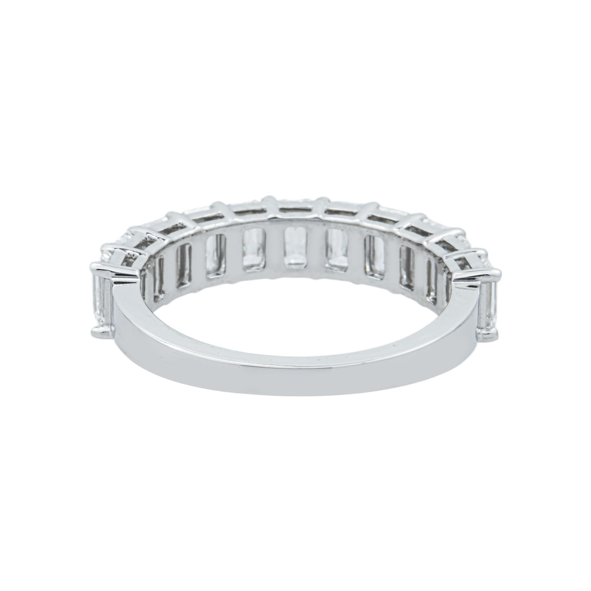 14K White Gold Half-Eternity Emerald Diamond Ring 2.13ct