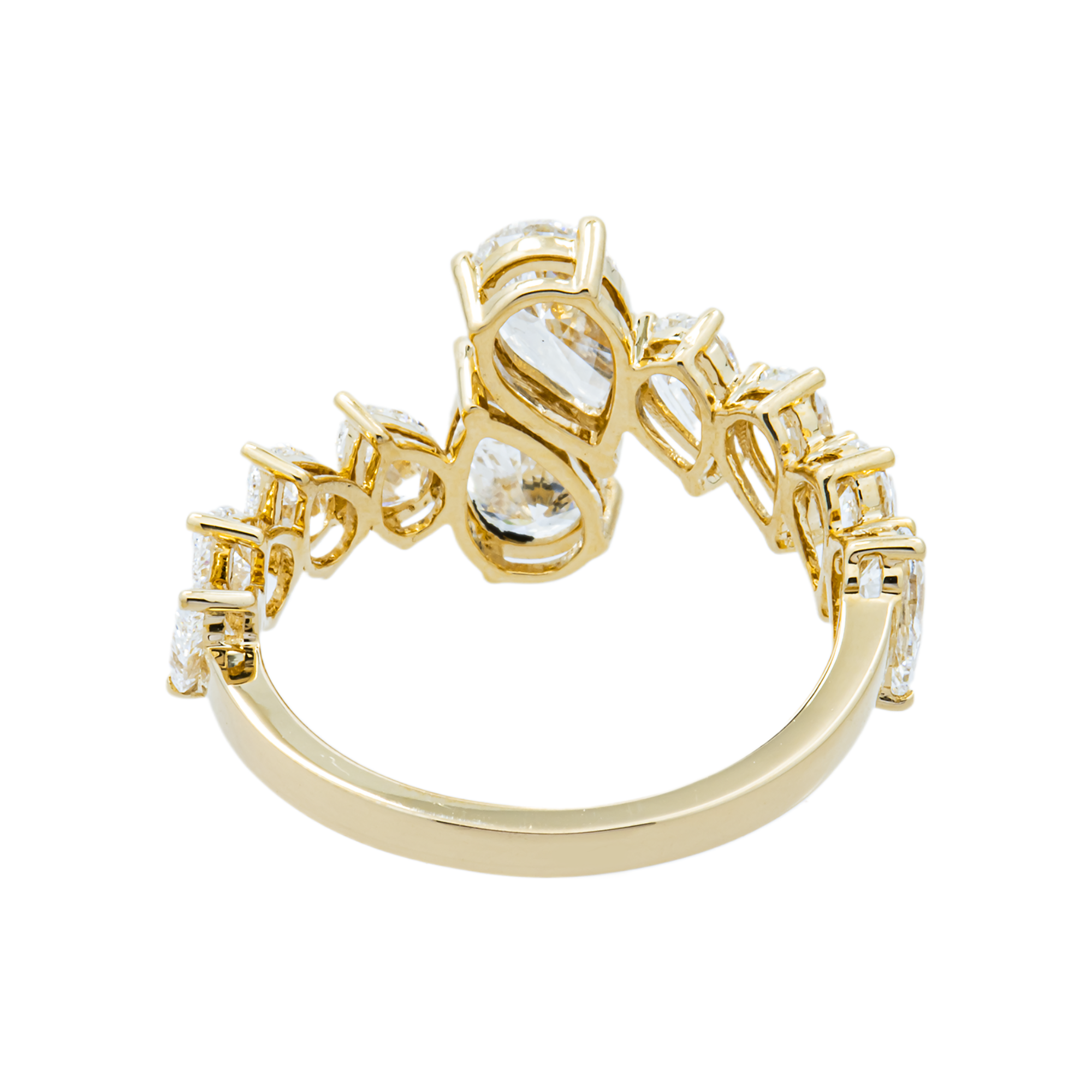 14K Yellow Gold Pear Diamond Bypass Wrap Ring 3.36ct