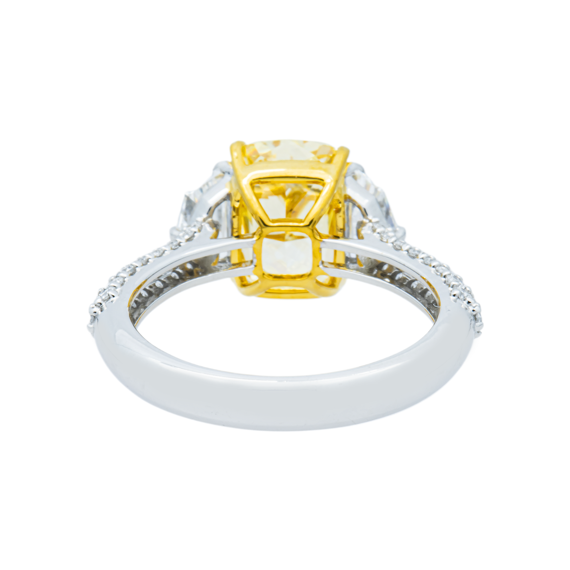 14K White Gold 3.04ct Radiant Fancy Yellow & White Diamond Ring 4.15ctw