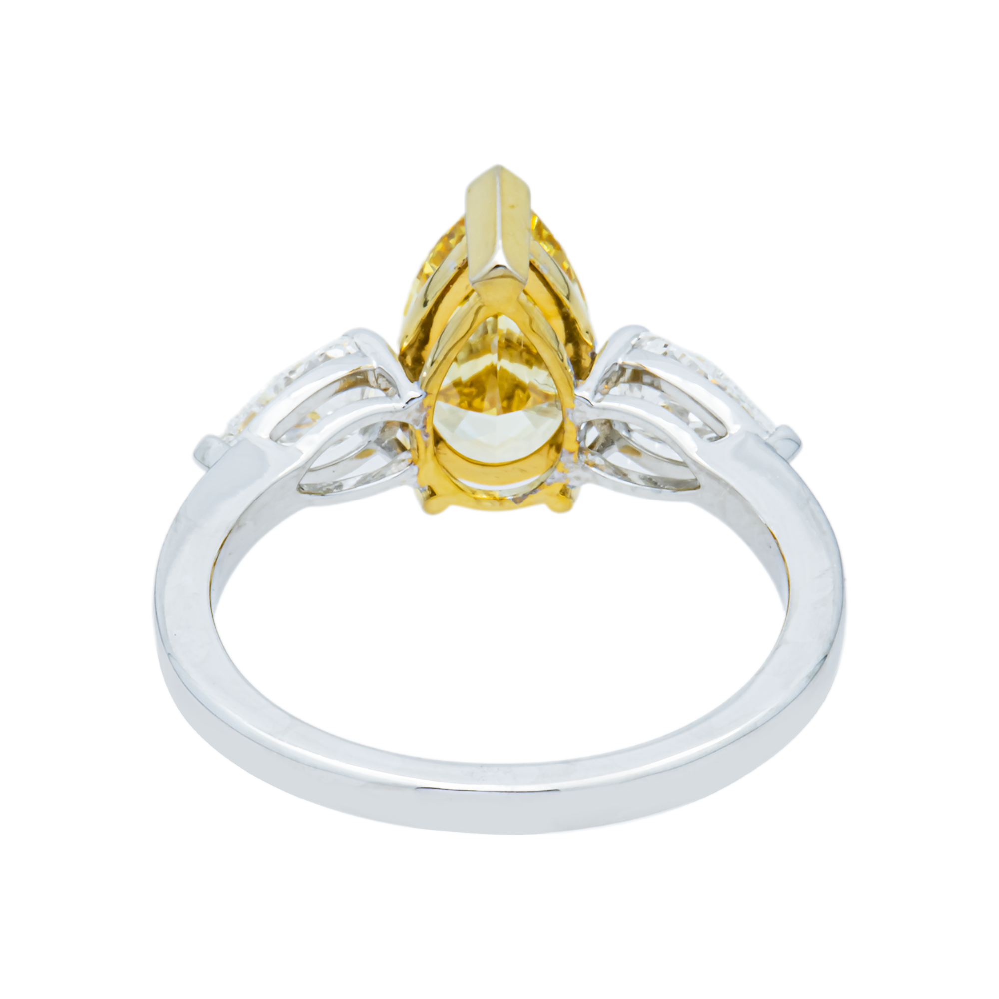 14K White Gold 1.82ct Pear Fancy Yellow & White Diamond Ring 2.69ctw