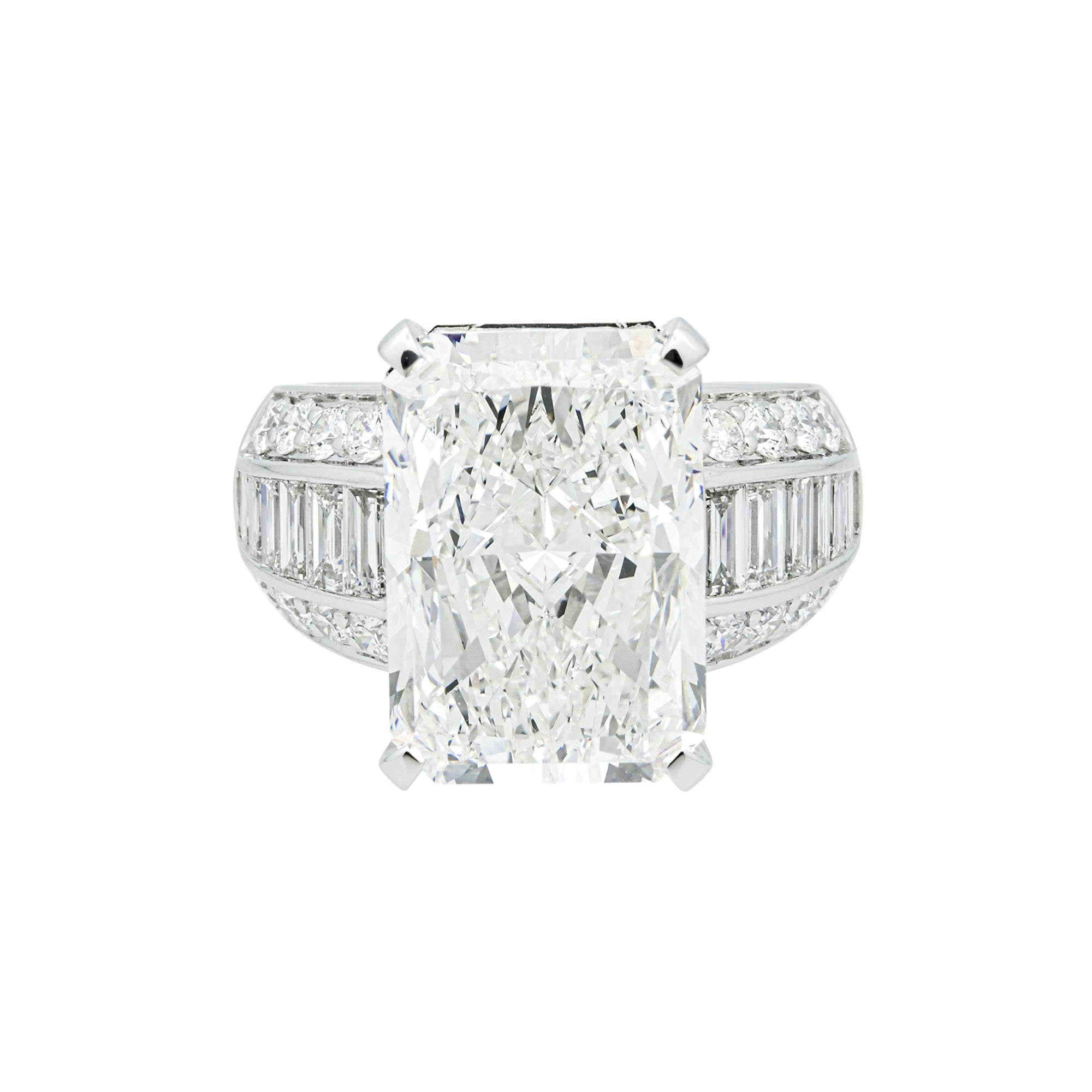 14K White Gold 10.03ct Radiant Diamond Engagement Ring 11.77ctw